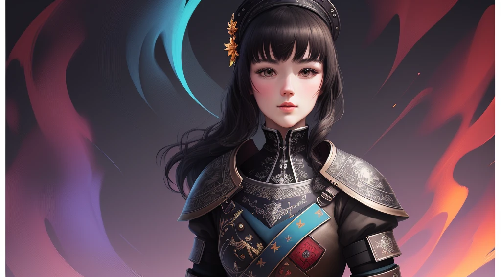 Pollok style artwork, extremely detailed, dark strokes, colorful background