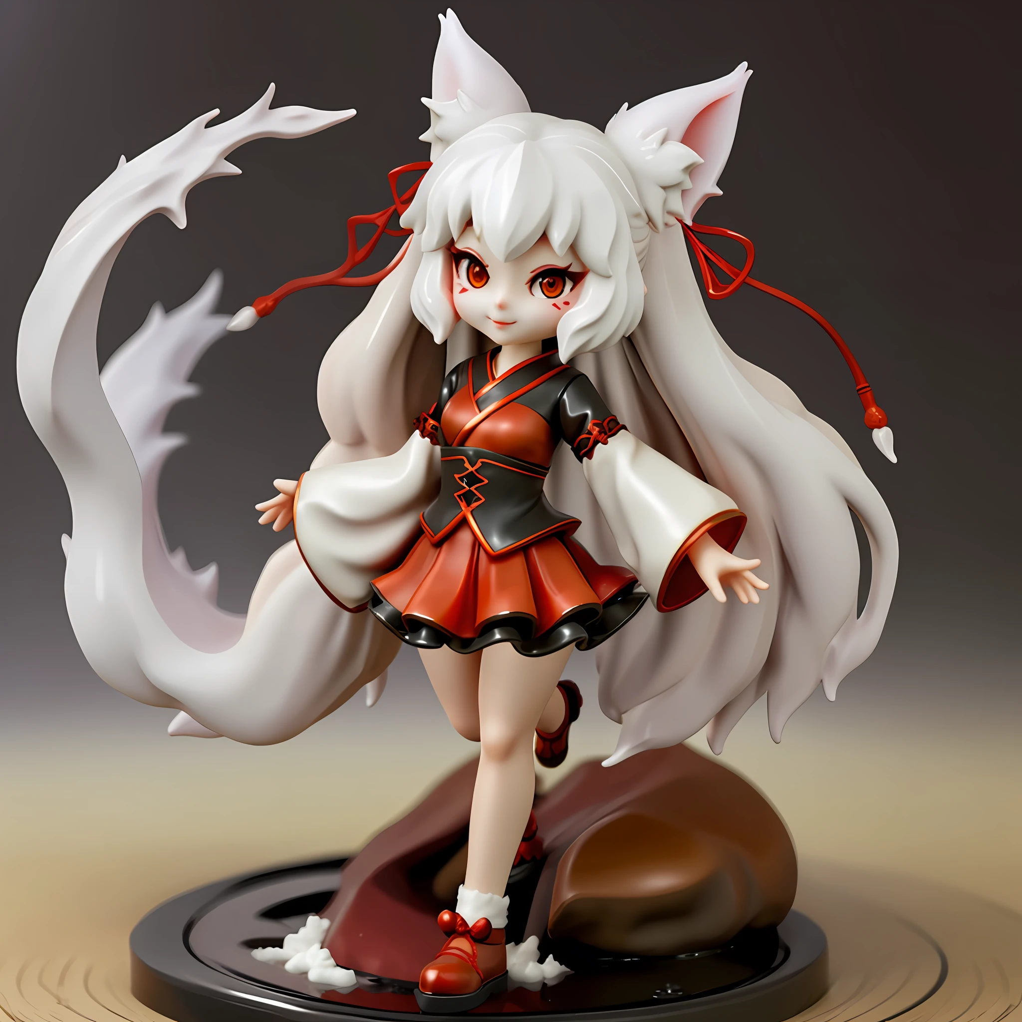 Nine-tailed demon fox, a super cute ***********, figurine style