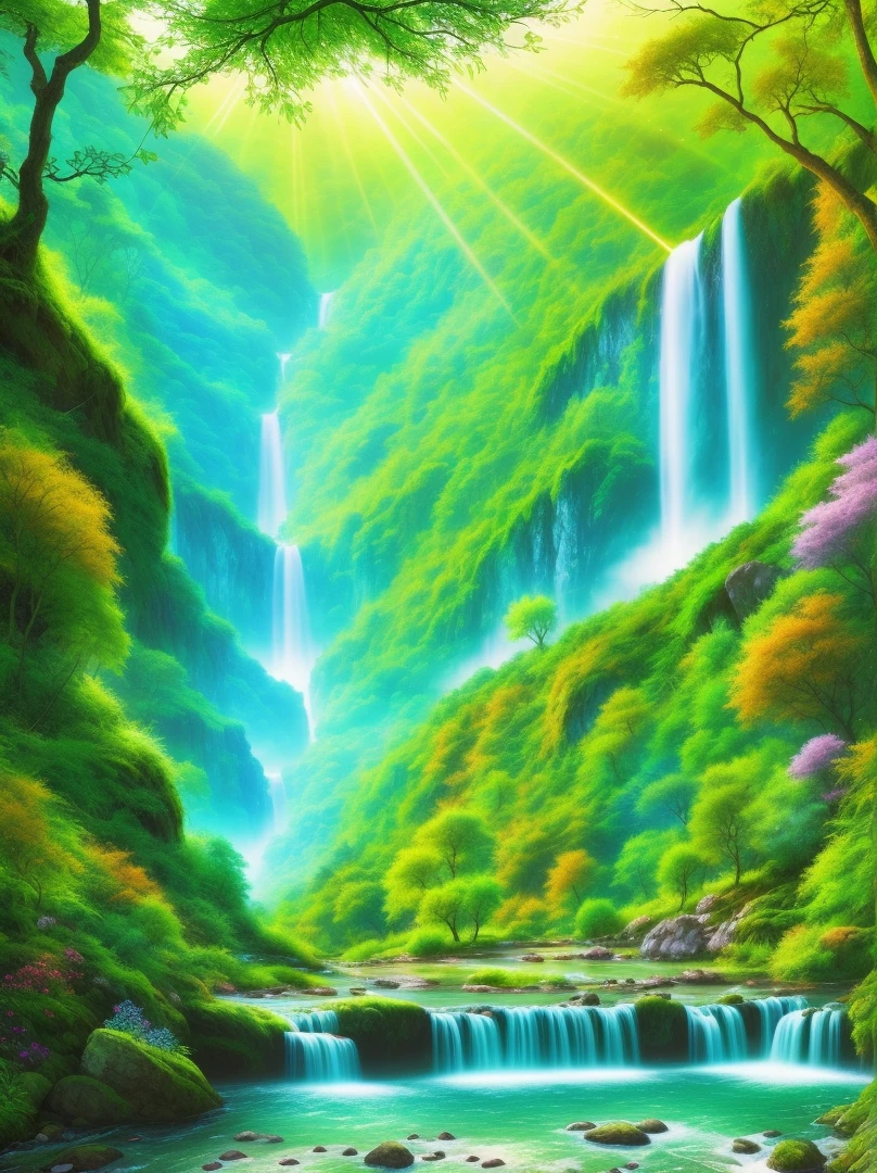 Masterpiece, best quality, high quality, extremely detailed CG unified 8k wallpaper, enchanting dream scene of dream forest, towering trees, caves and hidden fairy canyon that creates a mysterious and enchanting feeling