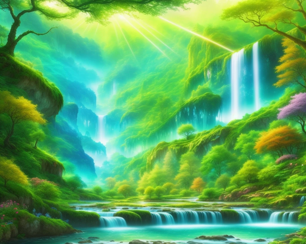 Masterpiece, best quality, high quality, extremely detailed CG unified 8k wallpaper, enchanting dream scene of dream forest, towering trees, caves and hidden fairy canyon that creates a mysterious and enchanting feeling
