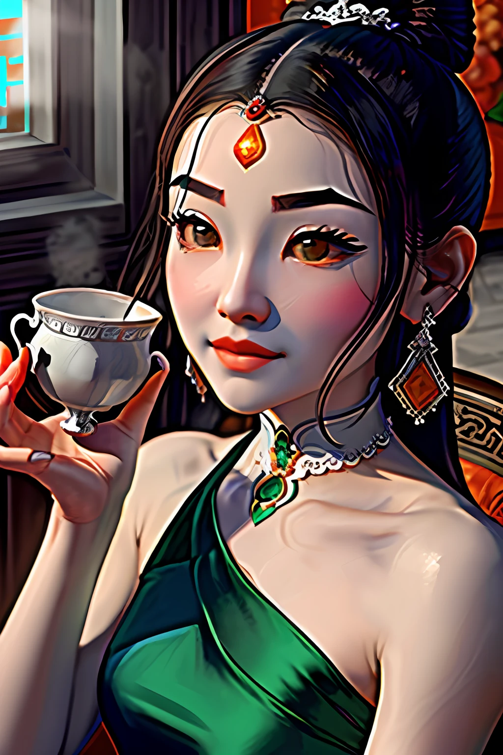 Born with smooth muscles and bones, elegant manners. The lips are red without dots, the eyebrows are emerald without drawing, the face is like a silver basin, the eyes are like apricots, the words are rare, the people are Tibetan, and they are at any time, and they are clumsy. and good character, rich appearance, Ren is ruthless and moving, many people are beyond the reach of Daiyu.