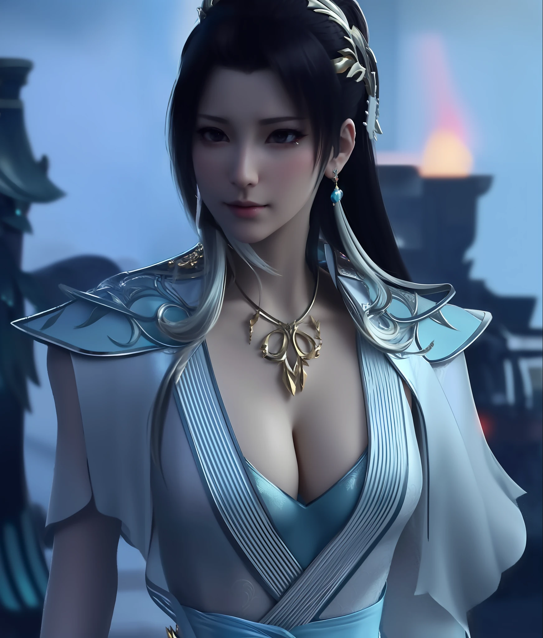 a close up of a woman in a red dress with long hair, beautiful alluring anime woman, a beautiful fantasy empress, inspired by Du Qiong, seductive tifa lockhart portrait, ((a beautiful fantasy empress)), seductive anime girl, beautiful anime woman, glamorous tifa lockheart, beautiful avatar pictures, mai shiranui, lady in blue sky armor, tifa, (lingerie:1.2), photo realistic, upon_body, tyndall effect, photorealistic, dark studio, rim lighting, two tone lighting, (high detailed skin:1.2), 8k uhd, dslr, soft lighting, high quality, volumetric lighting, candid, Photograph, high resolution, 4k, 8k, Bokeh, breast out,