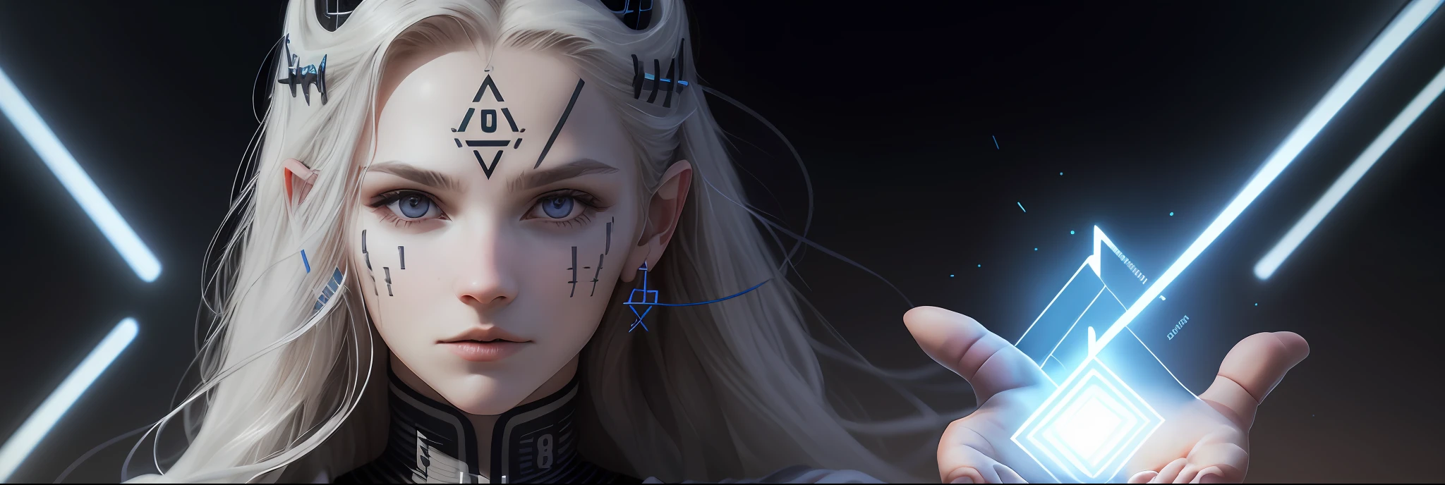 Describe images of people with the mark of the beast on the forehead or right hand number 666, chip, barcode with number 666, technologies, illustration style, high quality images, 8k, ultra realistic images, ultra realistic details
