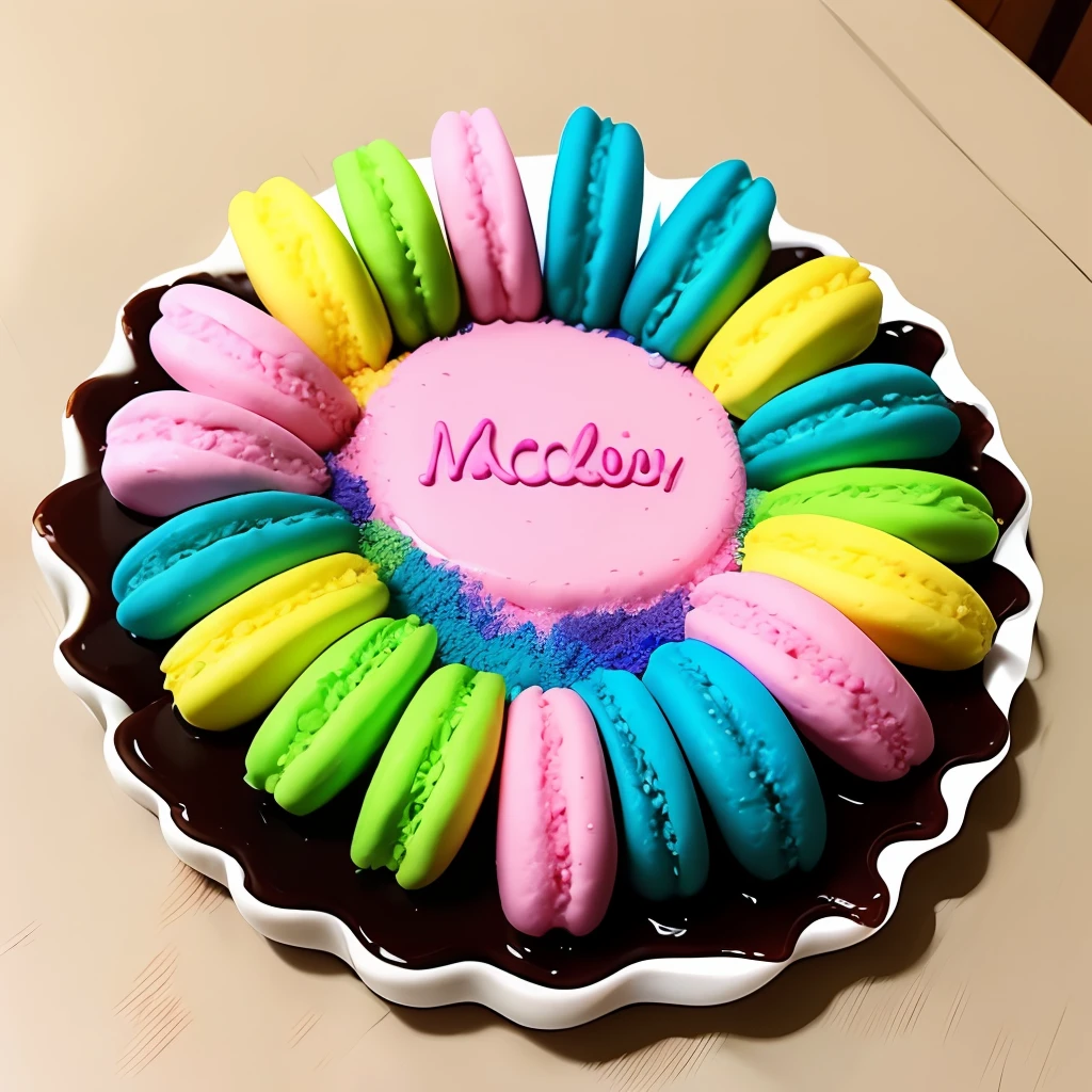 an anthills made from macaroon with rainbow candy,fantasi,upscale,variation