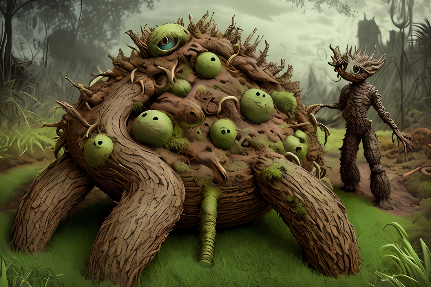 backyard monster anthill, fantasy, artistic, aesthetic