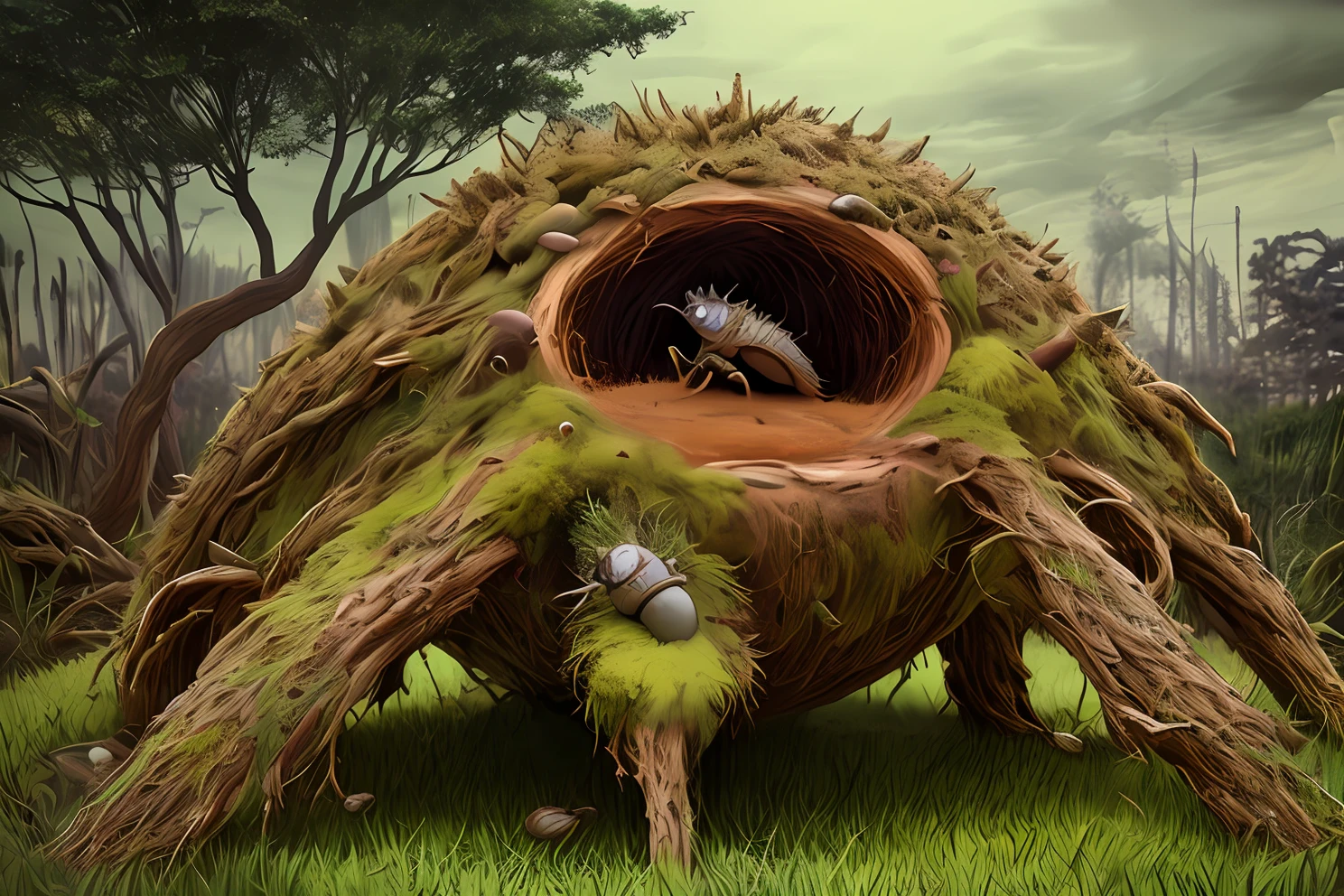 backyard monster anthill, fantasy, artistic, aesthetic