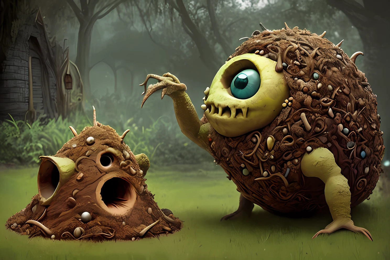 backyard monster anthill, fantasy, artistic, aesthetic