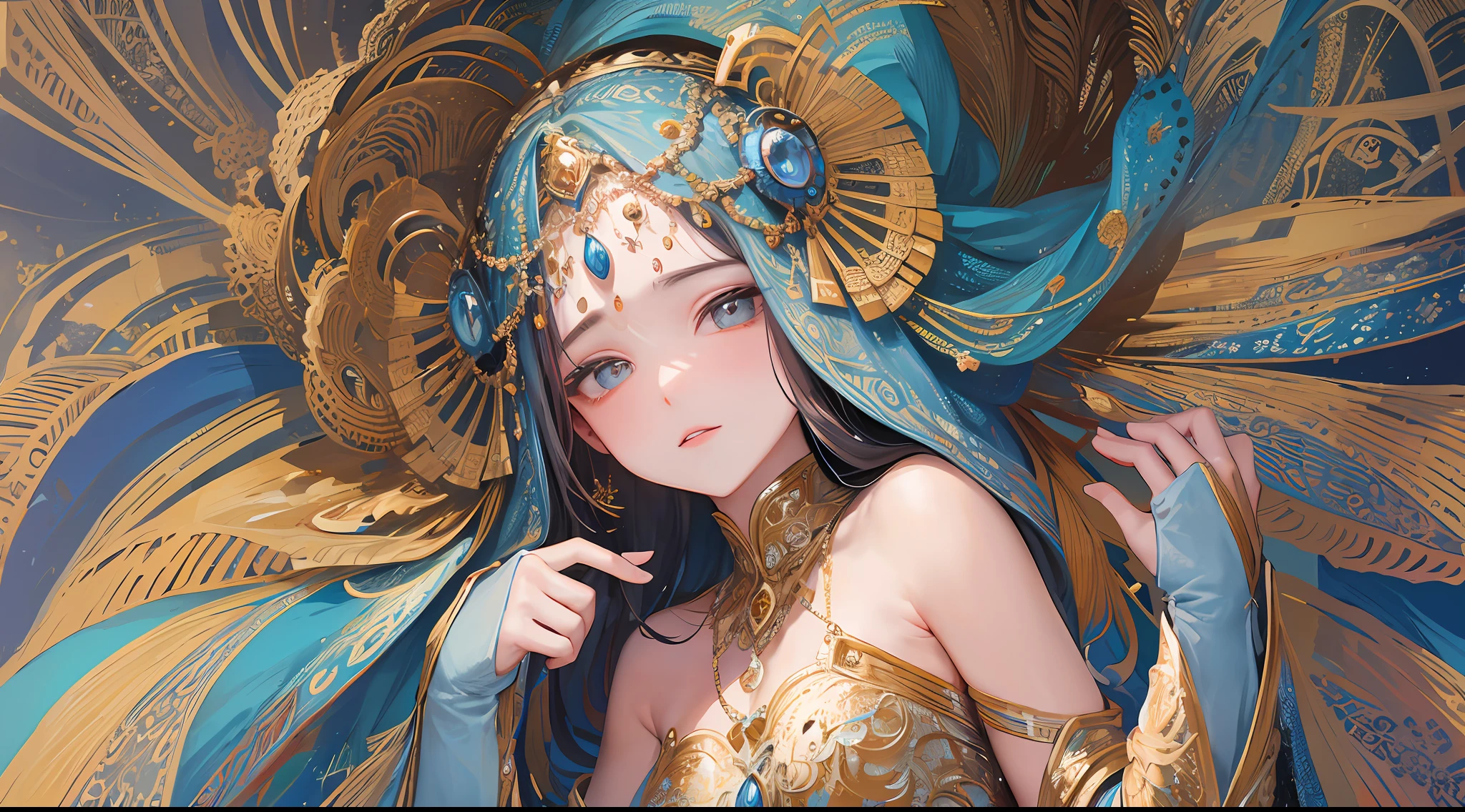 ((геи)), masterpiece, highest quality, best quality, formal art, beautiful and aesthetic: 1.2), extremely detailed eyes, (fractal art: 1.3), colorful, highest level of detail, (perfect face), shiny skin, HDR)