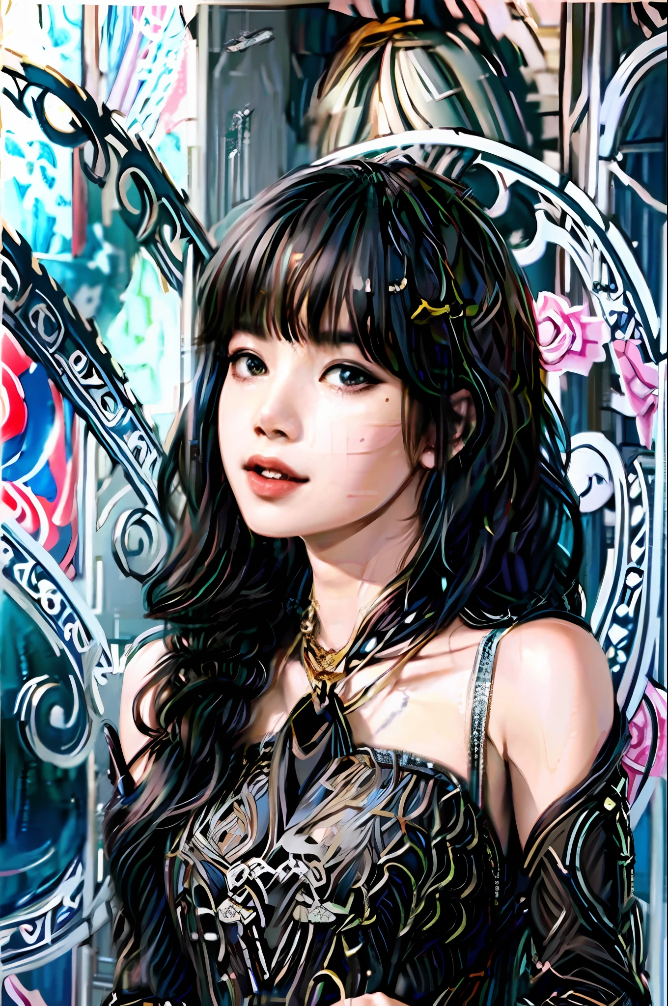 Official Art, Unity 8K Wallpaper, Special Detail, Beautiful and Beautiful, Masterpiece, Best Quality, (Zentangle, Mandala, Tangle, Entangle), (Fractal Art:1.3) , 1girl, Smile, (Long Hair:1.31), Single, Upper Body, ((Princess Dress)), Very detailed, (dynamic posture), The most beautiful styles of chaos, elegant, brutal design, bright colors, romance, by James Jean, Roby Dwi Antono, Ross Tran, pov, six pack, sexy, Best quality