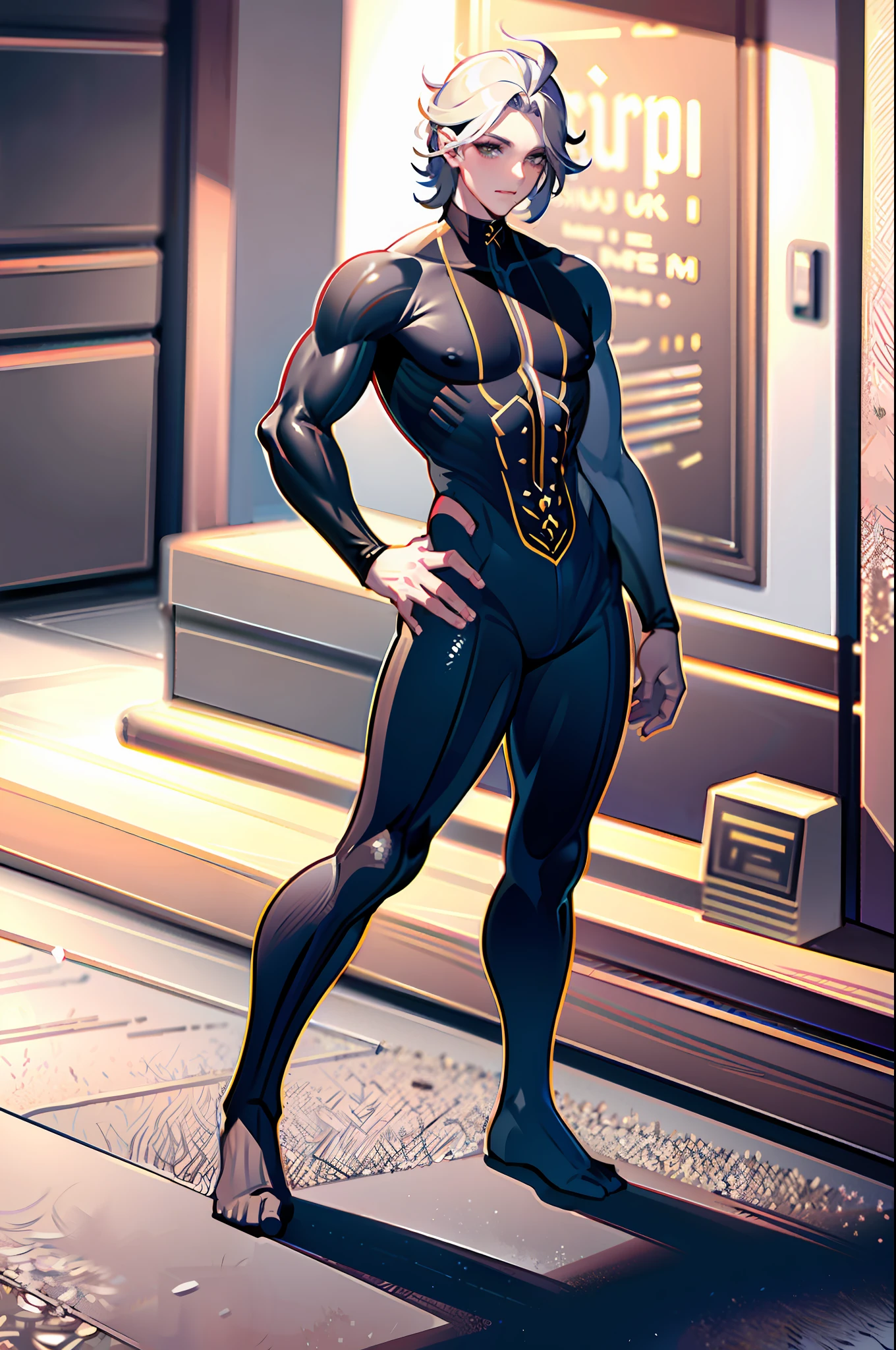 (masterpiece, top quality, best quality), pixel,pixel art,1man,full body,silver daddy