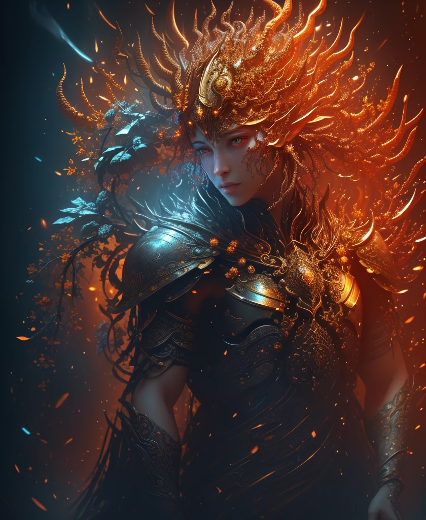 A fantasy surrealistic fantasy multi elemental flower, Elemental Flowers, dark background, hyperdetailed intricately detailed colors, deep color, fantastical, intricate detail, splash screen, fantasy concept art, 8k resolution, , soft cinematic light, adobe lightroom, photolab, hdr, intricate, highly detailed, (depth of field:1.4)