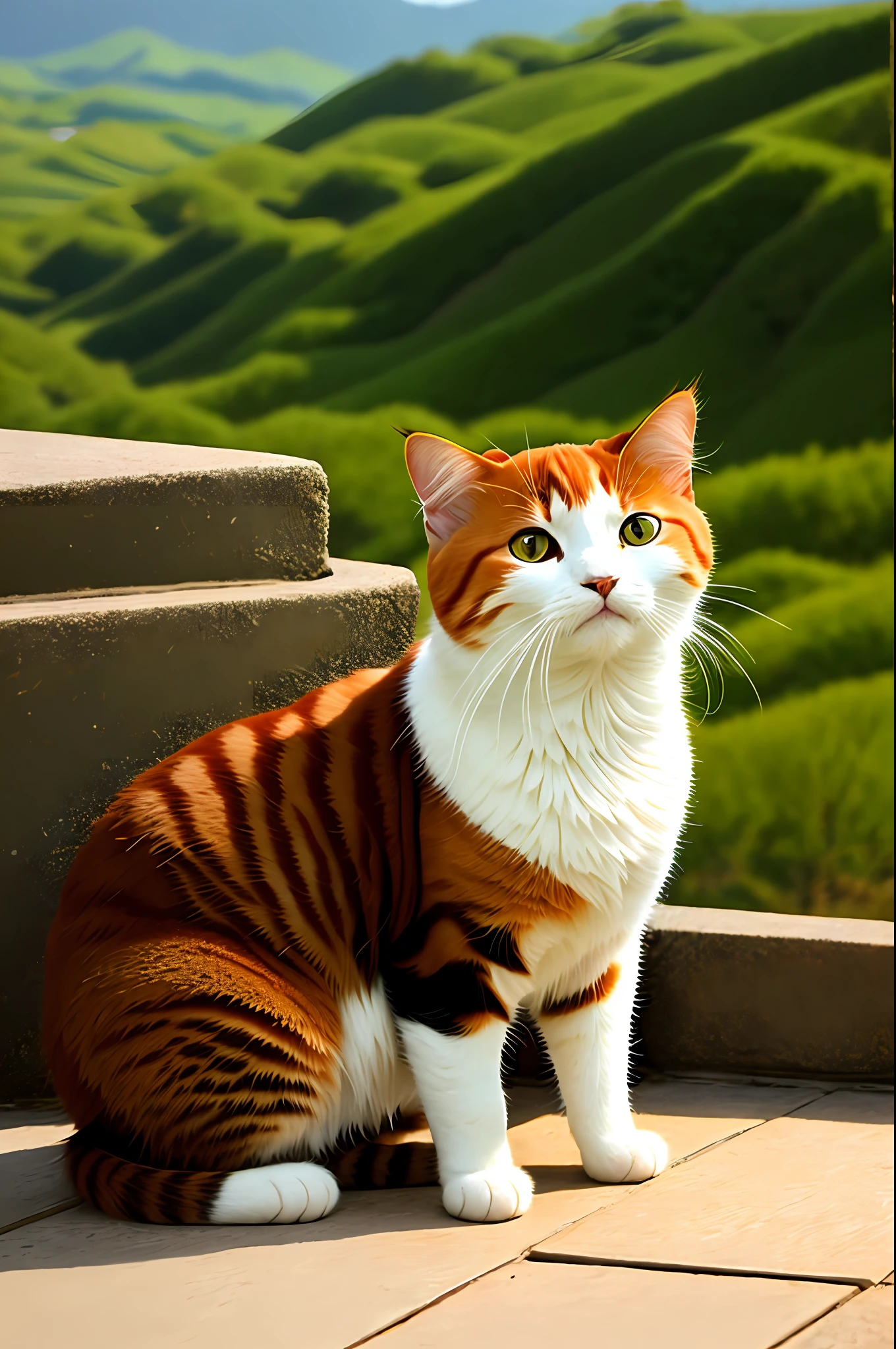 Best quality, masterpiece, (fidelity: 1.4), high viewing angle, Chinese pastoral cat, Chinese cat
