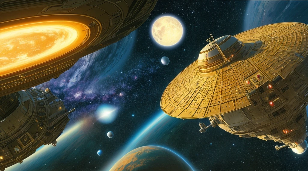 Orbiting mothership style of Peter Elson