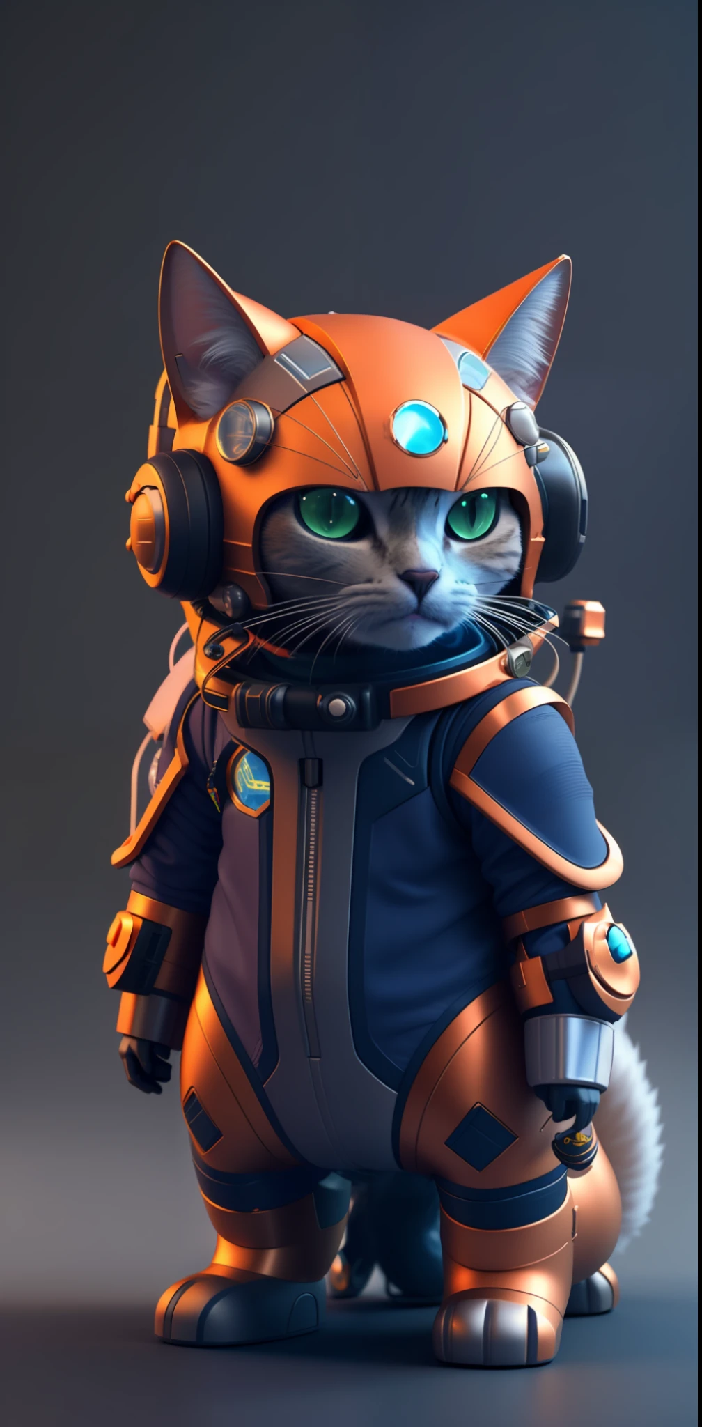 there is a cat in a space suit with a helmet on, cyborg kitten, cute 3 d render, rendered in redshift, 3 d render stylized, cyberpunk cat, scifi character render, scifi character, stylized 3d render, stylized as a 3d render, 3 d render character art 8 k, cgsociety 8k, cgsociety 8k