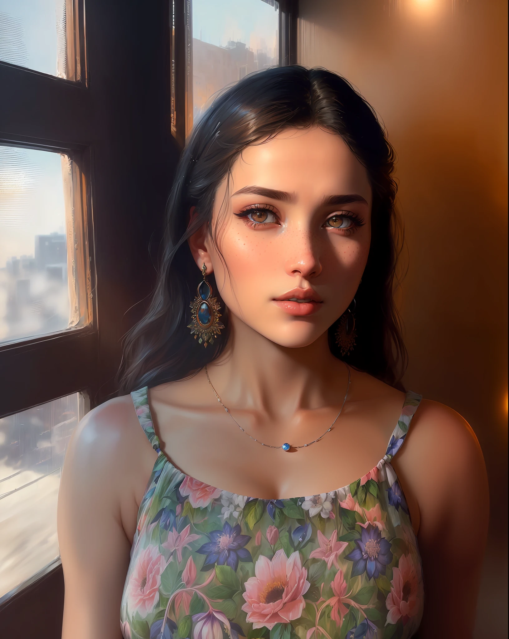 (Digital Artwork:1.3) of (marijameglaj:1.1), freckled face, windblown hair, detailed eyes, modern Prada strapless dress, breasts focus, by Jeremy Lipking, by Antonio J. Manzanedo, by lee jeffries, nikon d850, film, stock photograph, 4 kodak portra 400 camera, f1.6 lens, rich colors, hyper-realistic, lifelike texture, dramatic lighting, unreal engine, trending on artstation, cinestill 800, fisheye lens,CGSociety,ArtStation