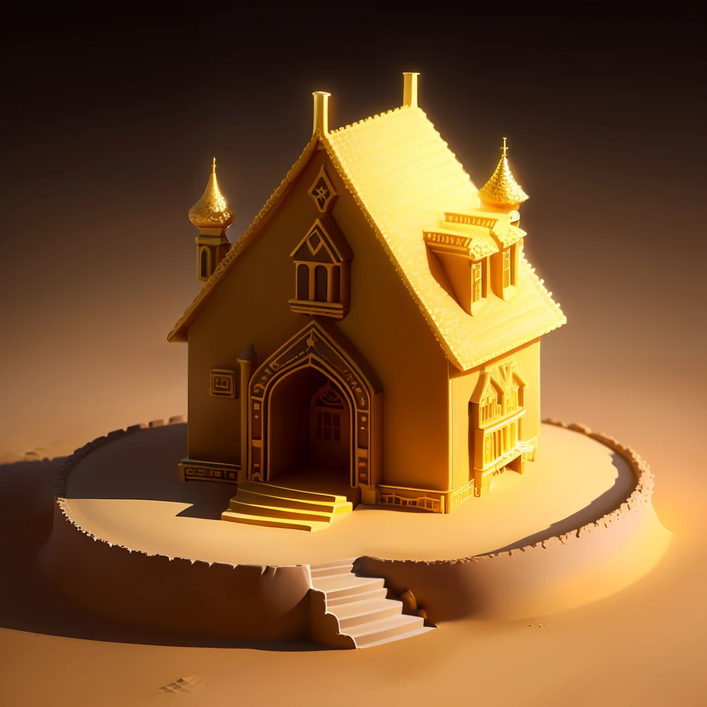 A luxurious house for ants made of golden sand