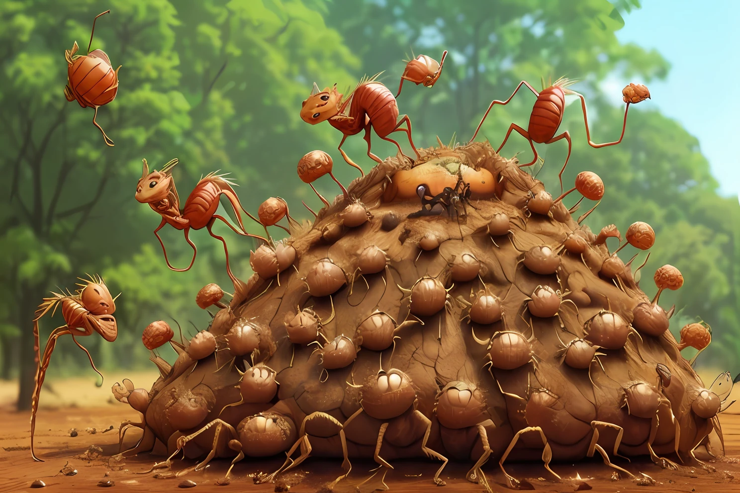 one sunny day Groot anthill with fire ants and dragon