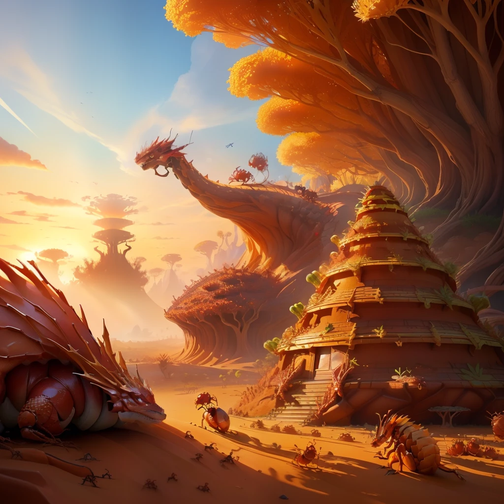 one sunny day Groot anthill with fire ants and dragon