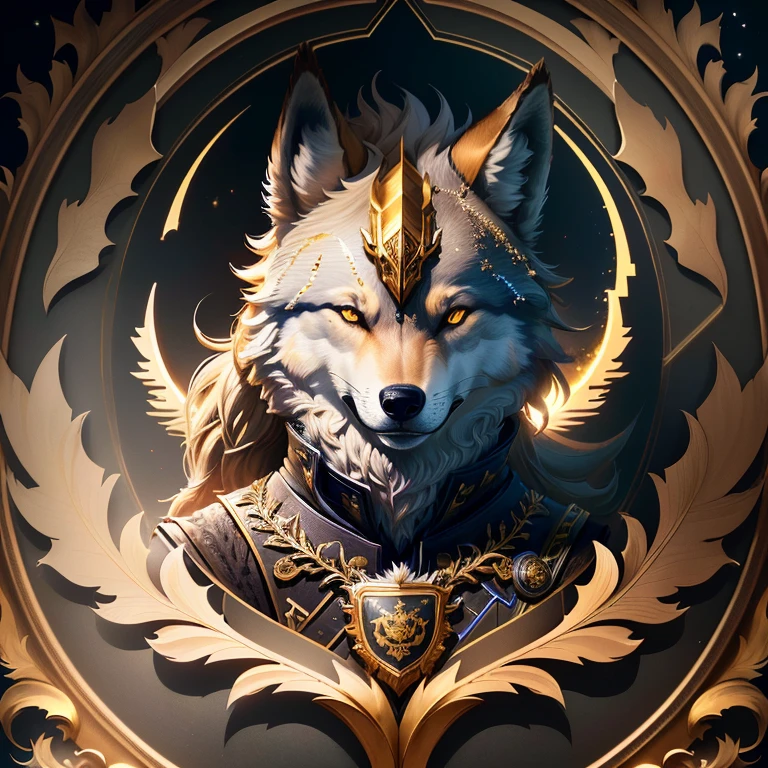 An abstract, futuristic night sky is broken by the radiant silhouette of a majestic wolf, its form composed of bioluminescent constellations. A symbol of undying spirit in a captivating visual symphony.
