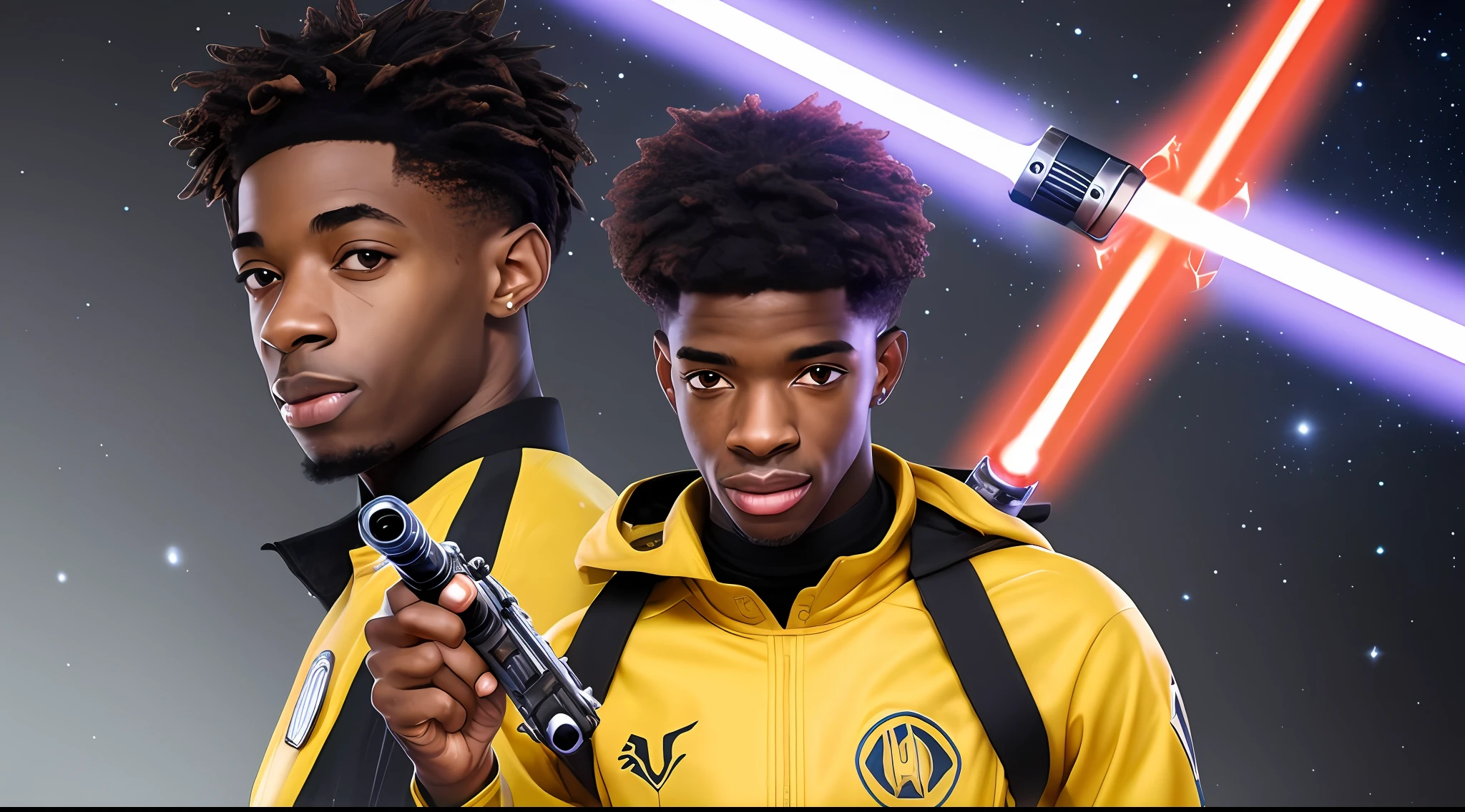 (detailed description) (best quality) Ja morant holding a lightsaber