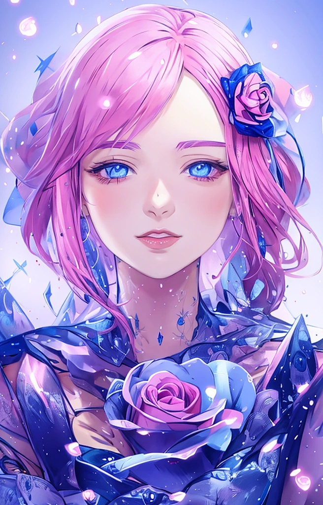 anime girl with blue eyes and pink hair holding a rose, anime digital art, stunning anime face portrait, beautiful anime face, beautiful anime portrait, anime art wallpaper 4k, anime art wallpaper 4 k, beautiful fantasy anime, beautiful anime girl, digital anime art, anime style 4 k, beautiful anime, beautiful digital art, gorgeous digital art, very beautiful digital art