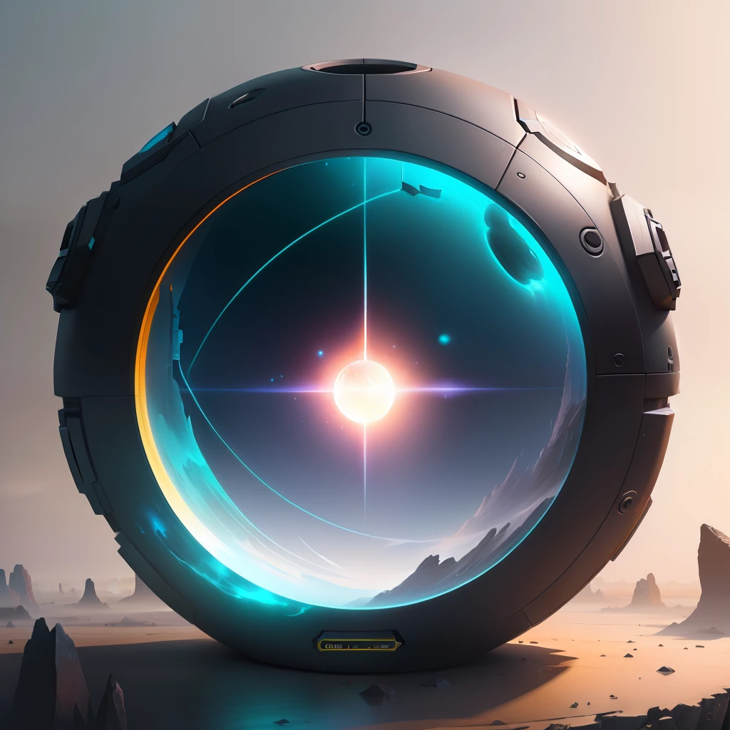 futuristic giant cache with floating magical orb inside, artistic, 4k