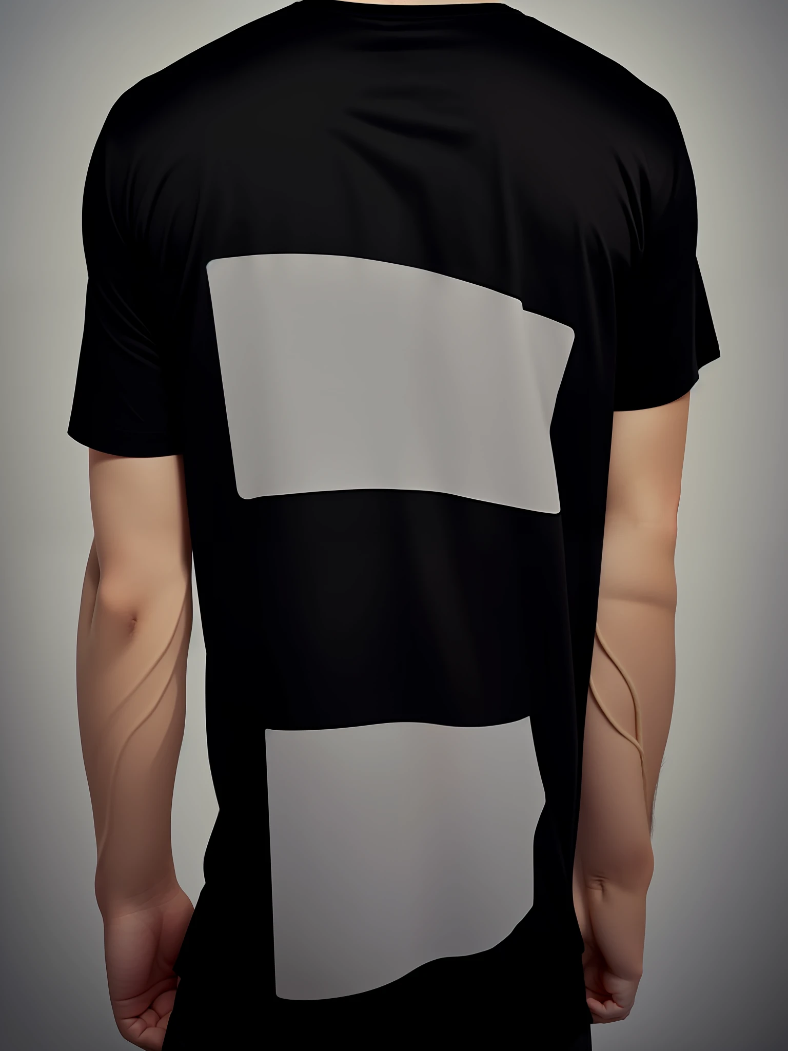 Very minimalist black T-shirt design, front and back design renderings, official product release, text typography, elegant design, vintage paper, rule of thirds, "GOT YOUR BACK" words bold