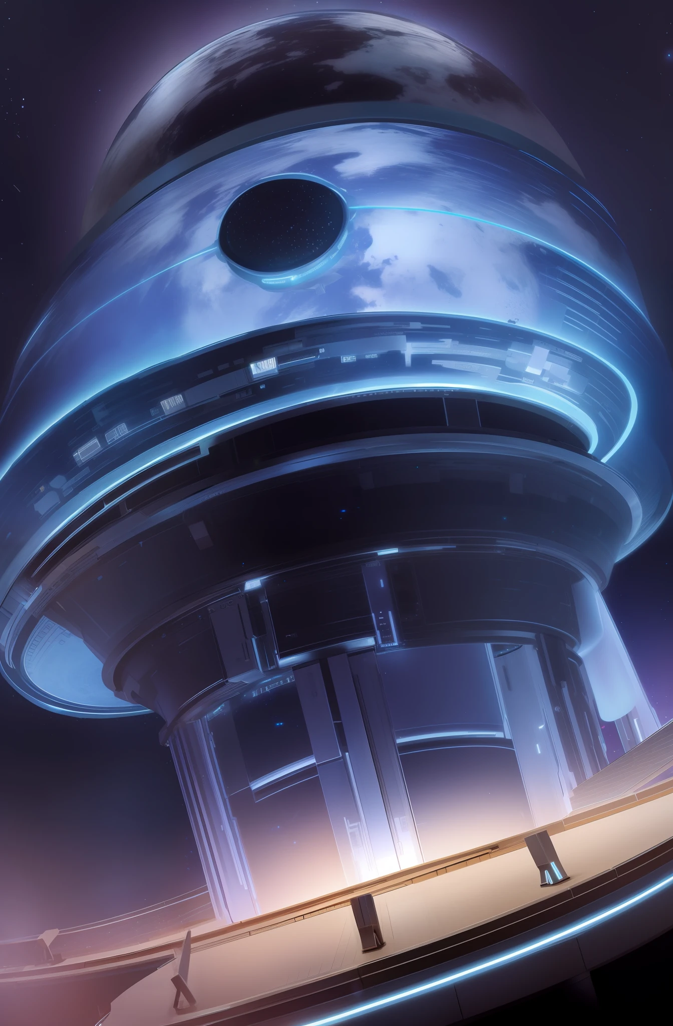 futuristic planetarium with constellations structure above, artistic, 4k