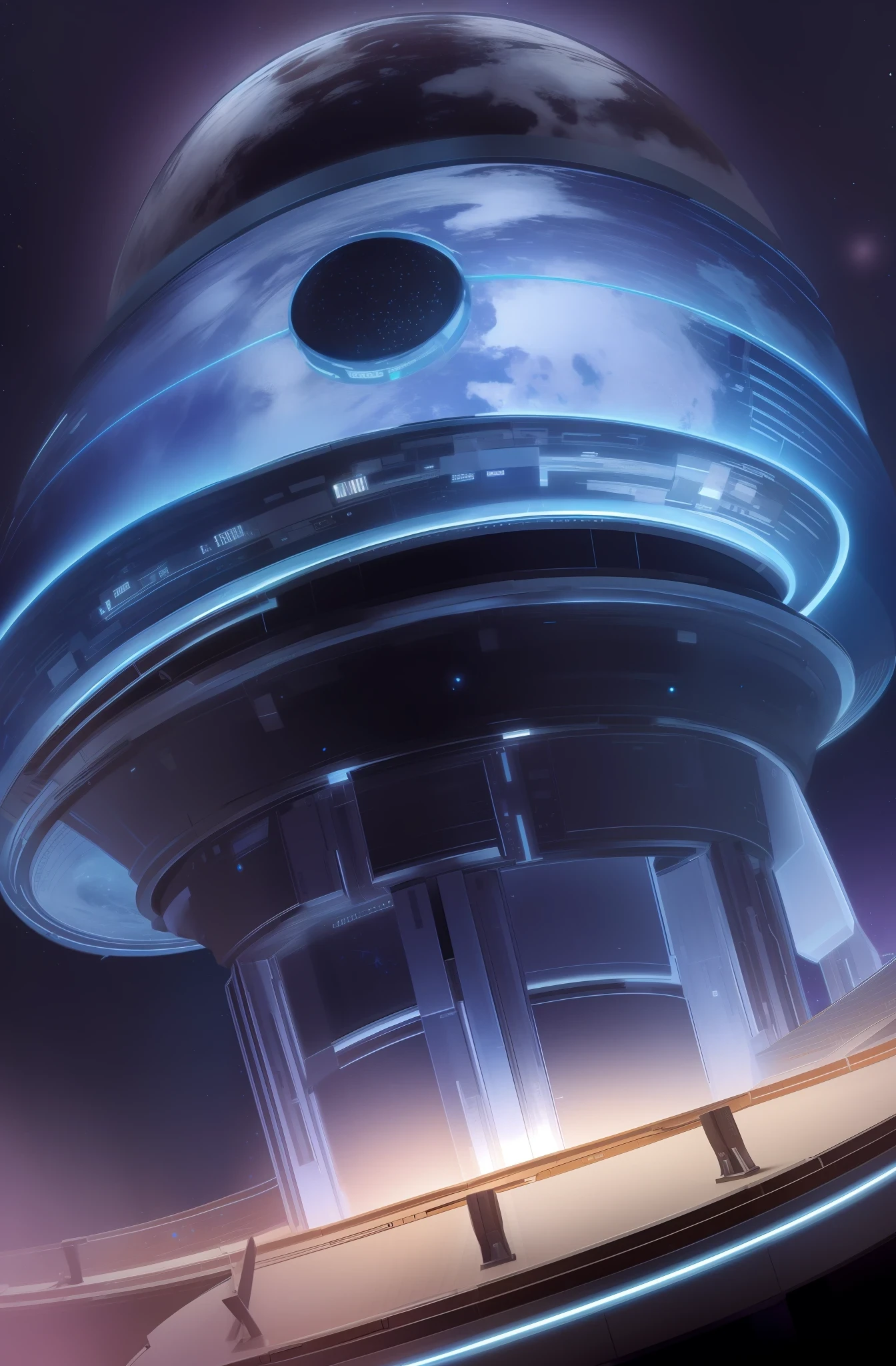 futuristic planetarium with constellations structure above, artistic, 4k