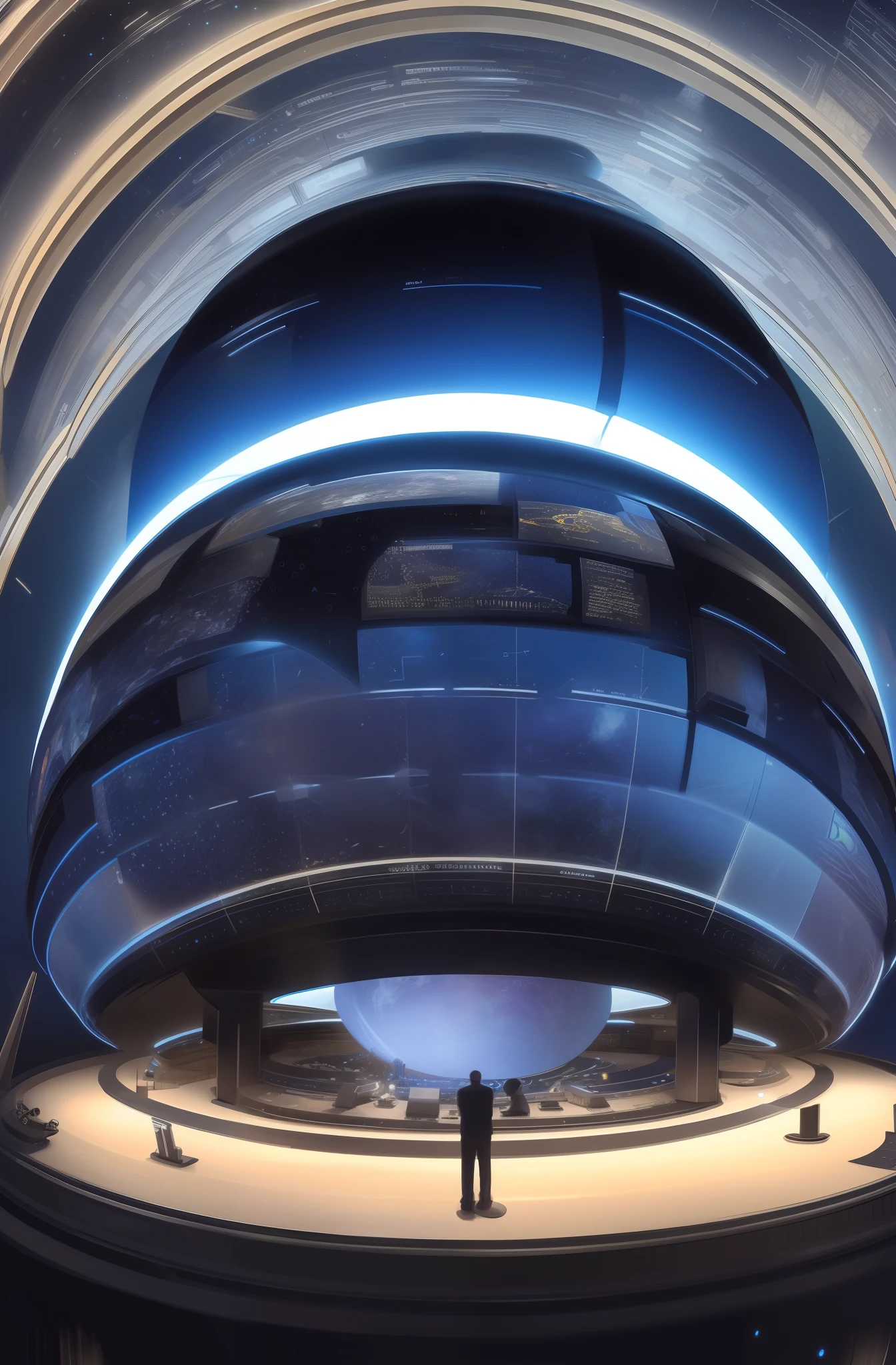 futuristic planetarium with constellations structure above, artistic, 4k
