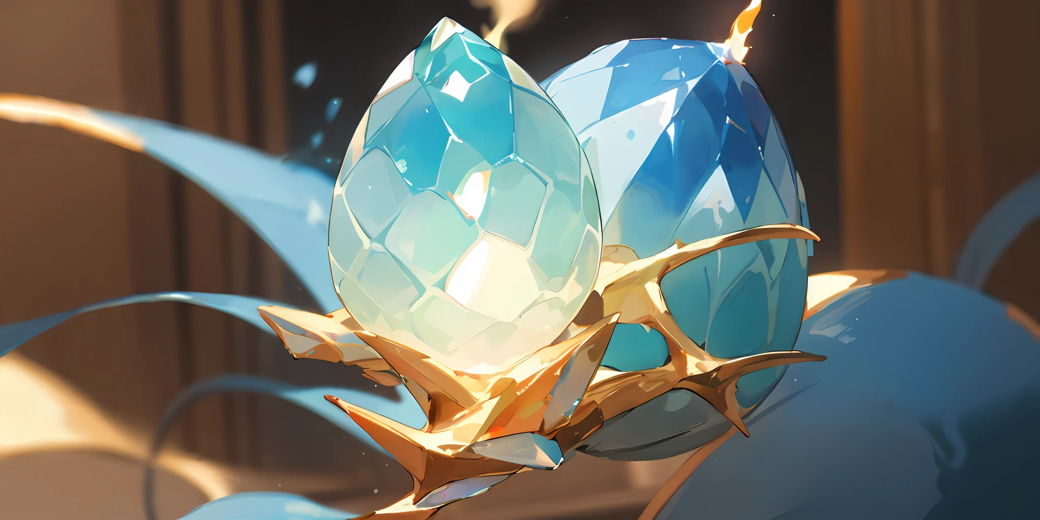 Crystal Dragon Egg Blue Flame Detailed