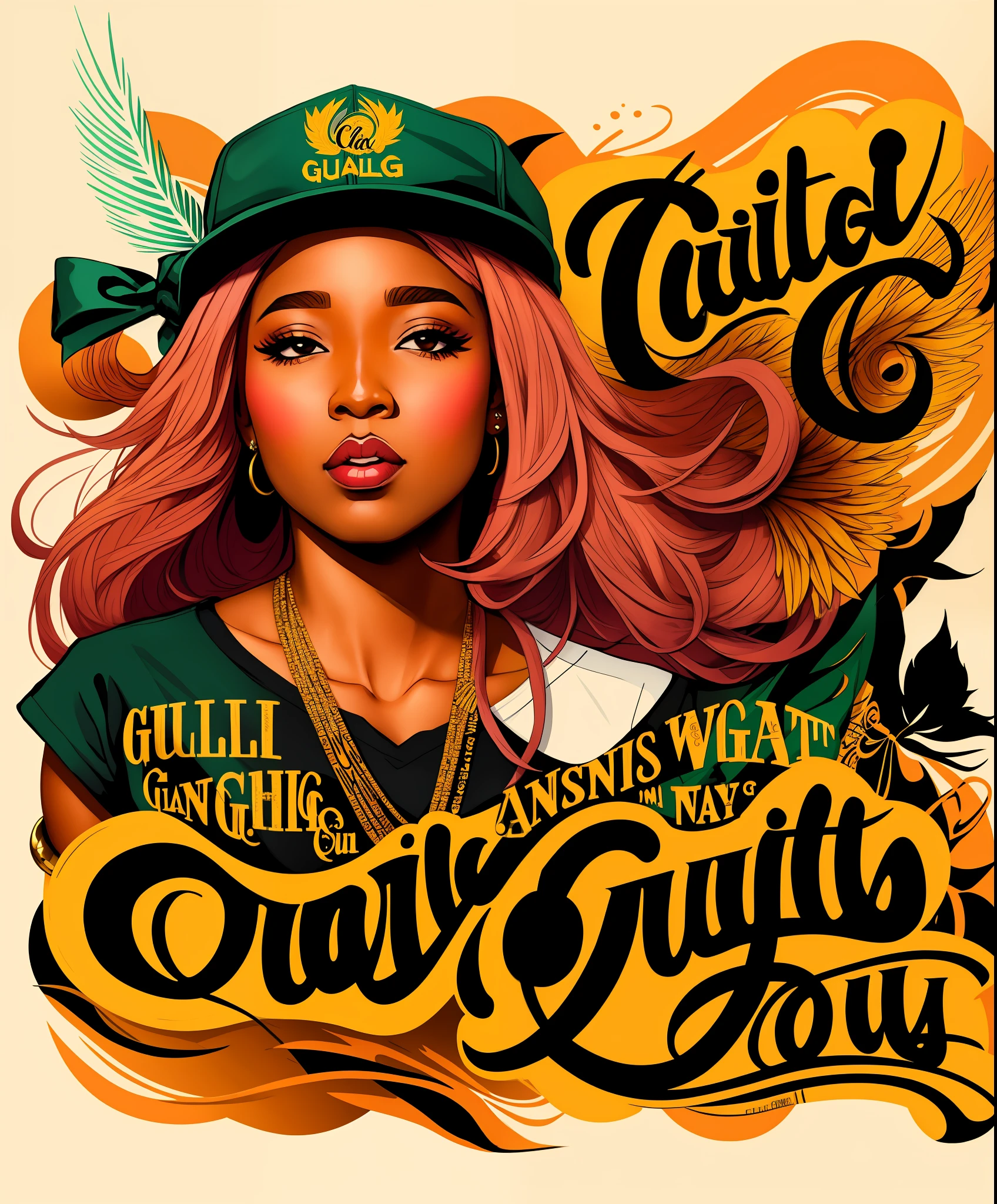 female writng with quill gangsta rap hip hop calligraphy