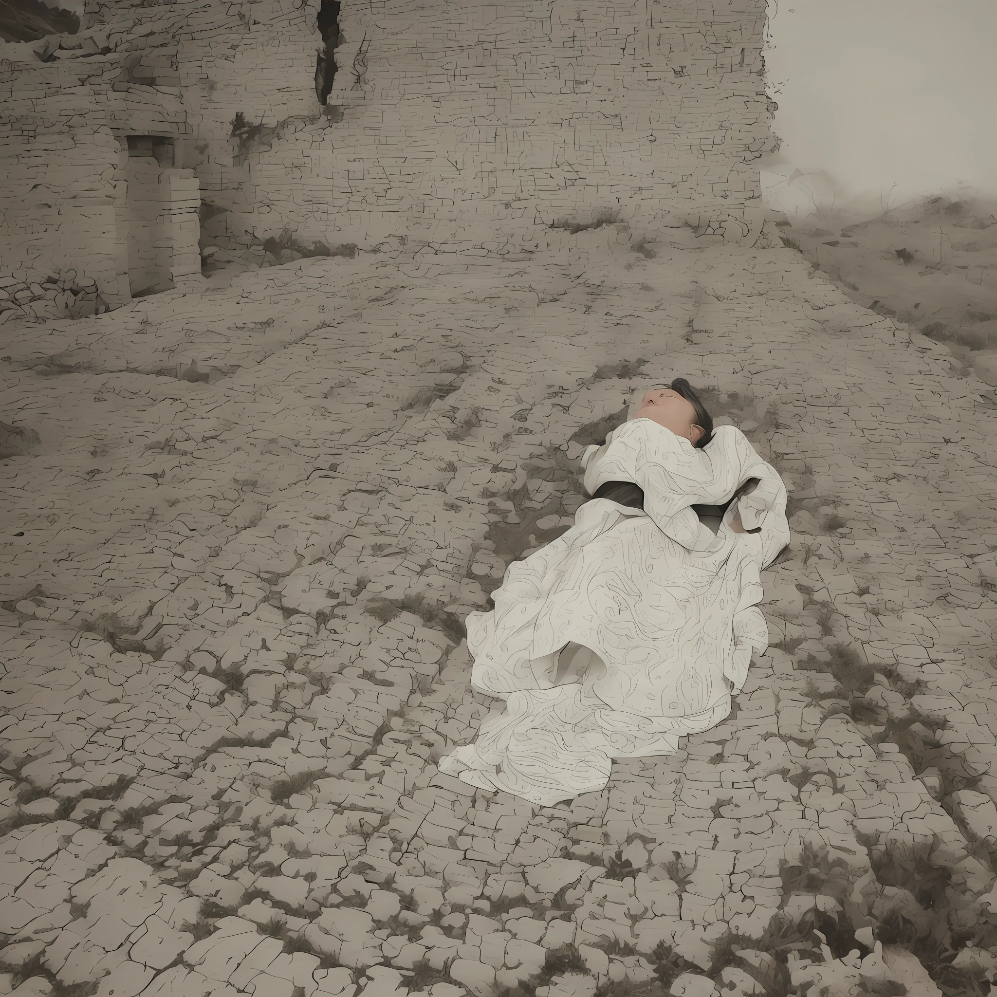 There are wives and aunts sleeping together in the farmhouse of Chusi. The walls collapsed in the rain at night, and the soil rustled down. The woman got up in a hurry when she heard the sound, and with her back against the wall, she shouted for Gu Xing. The girl crawled and fell under the kang, but the woman crushed her. His corpse was just where the aunt was lying. She is a true filial woman, she is humble and unheard of by officials, and she lost her surname for a long time. According to legend, after the woman died, the aunt cried and mourned. One day, a neighbor told his aunt, "Yemeng, your wife came with a crown and said: 'Tell my aunt, don't cry for me. I died on behalf of you, and now I am a god.'" All the elders in the village said: "The same is true of my dreams at night." Chinese painting