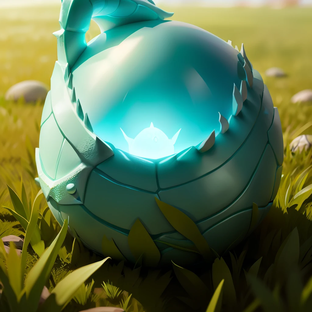 Ghost dragon egg laid on the detailed grass
