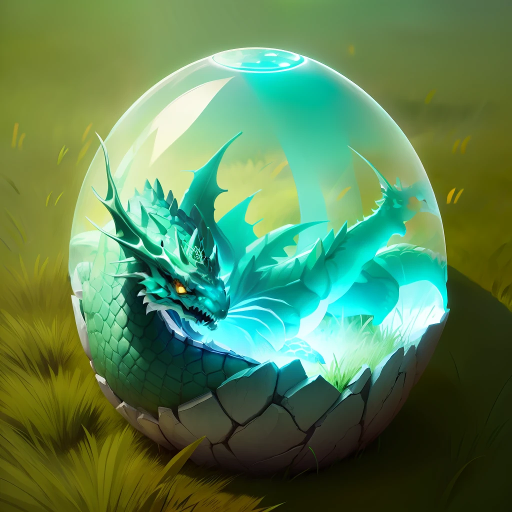 Ghost dragon egg laid on the detailed grass