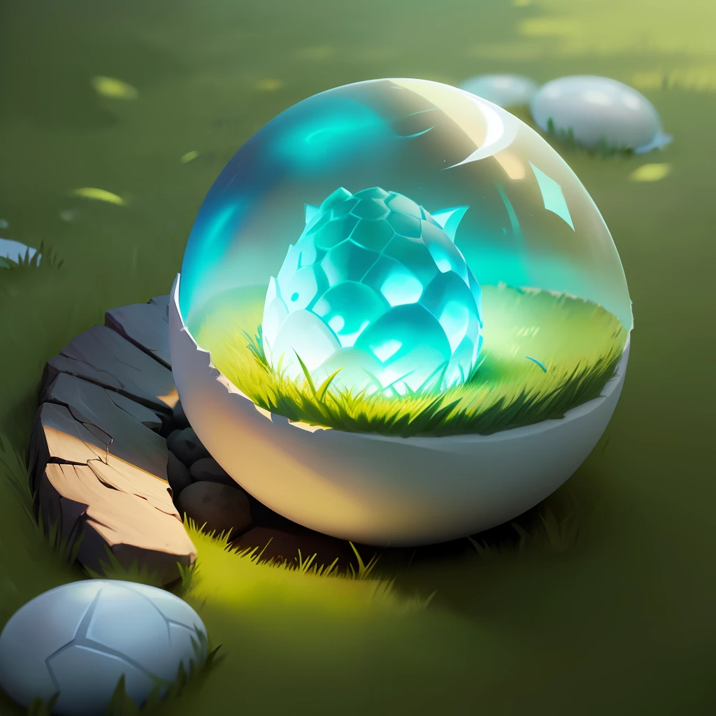 Ghost dragon egg laid on the detailed grass