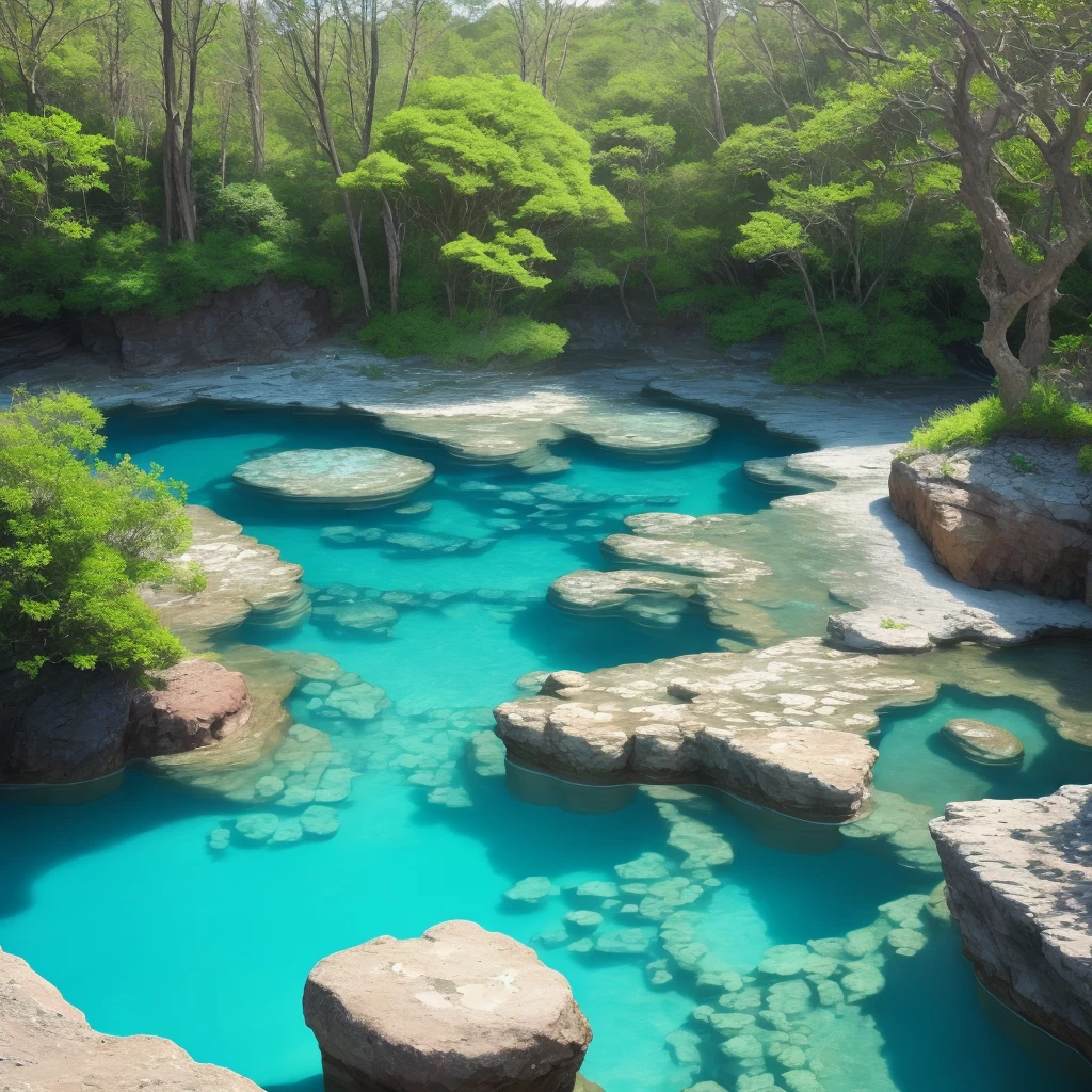 Natural pools with blue waters