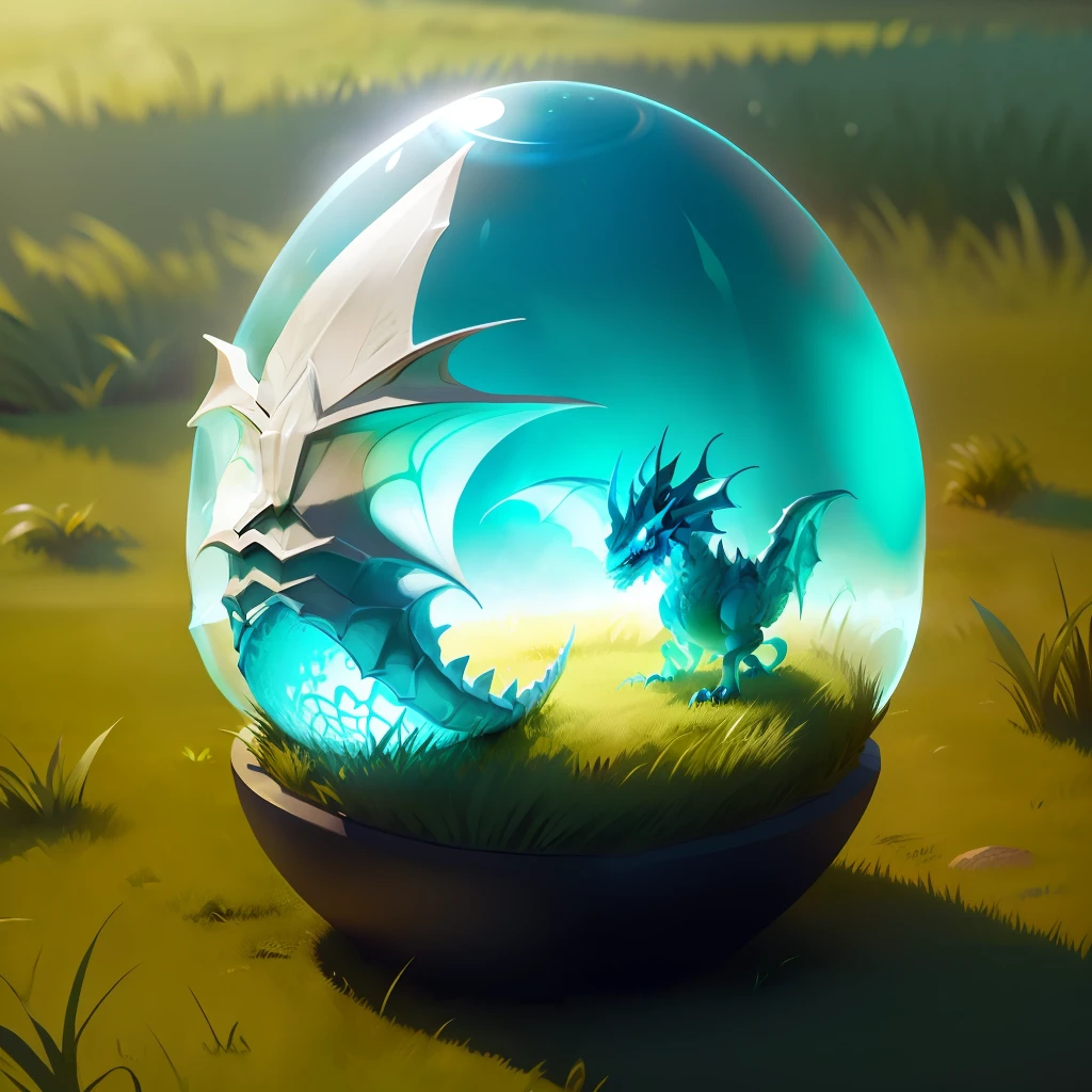 Ghost dragon egg laid on the detailed grass