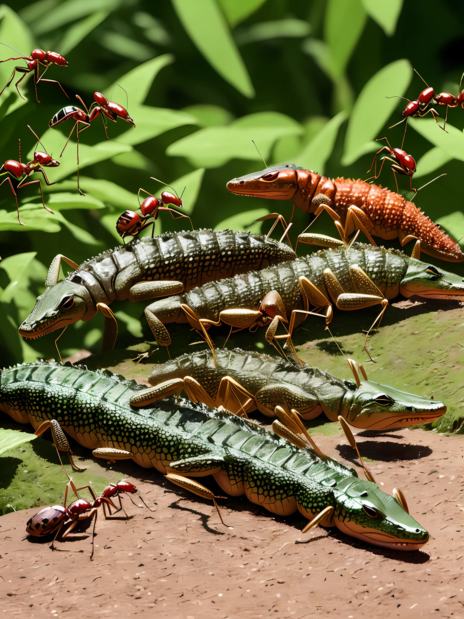 ants dressed as crocodiles