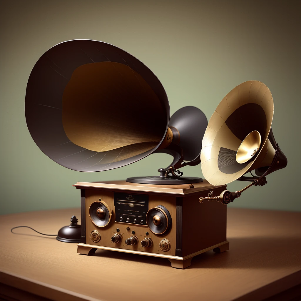 vintage gramophone, realistic