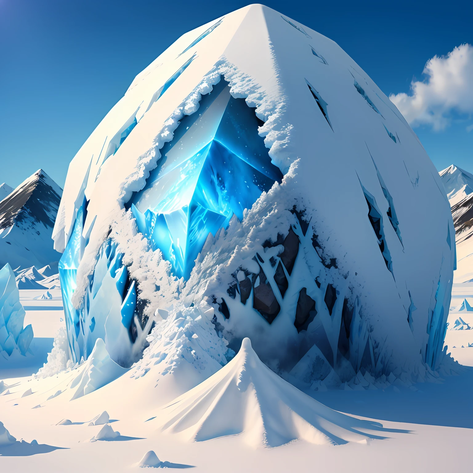 an Ice volcanic anthill, realistic