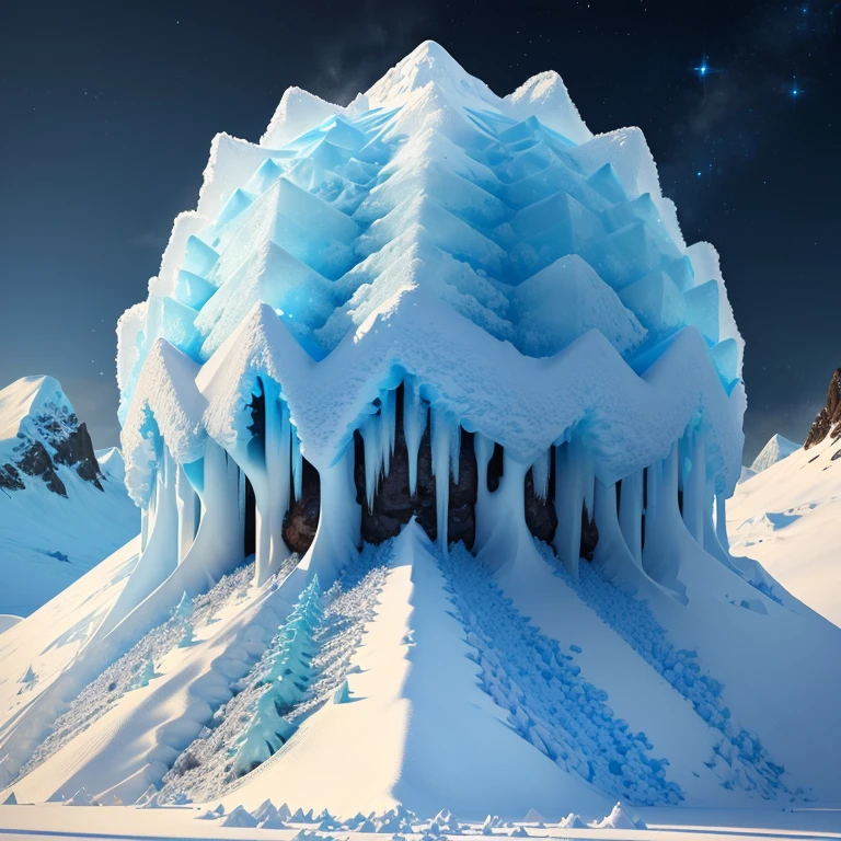 an Ice volcanic anthill, realistic