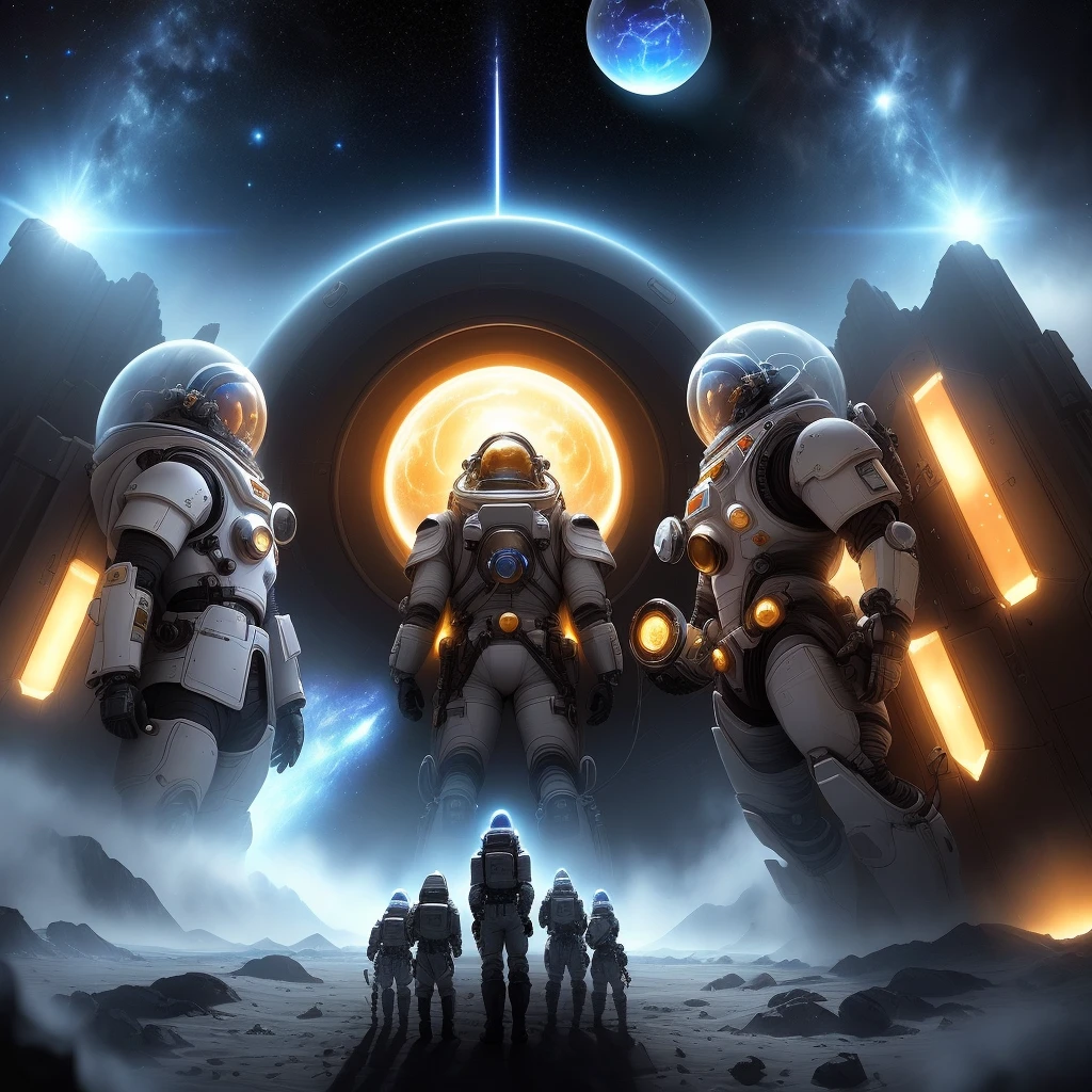[(scenario an osmic discovery, an enigmatic and mystery-laden celestial sphere),((1 Western man),(1 Western man space pilot)),(battle suits),(military armor),(laser weapons)],[(the find of an enigmatic sphere)]