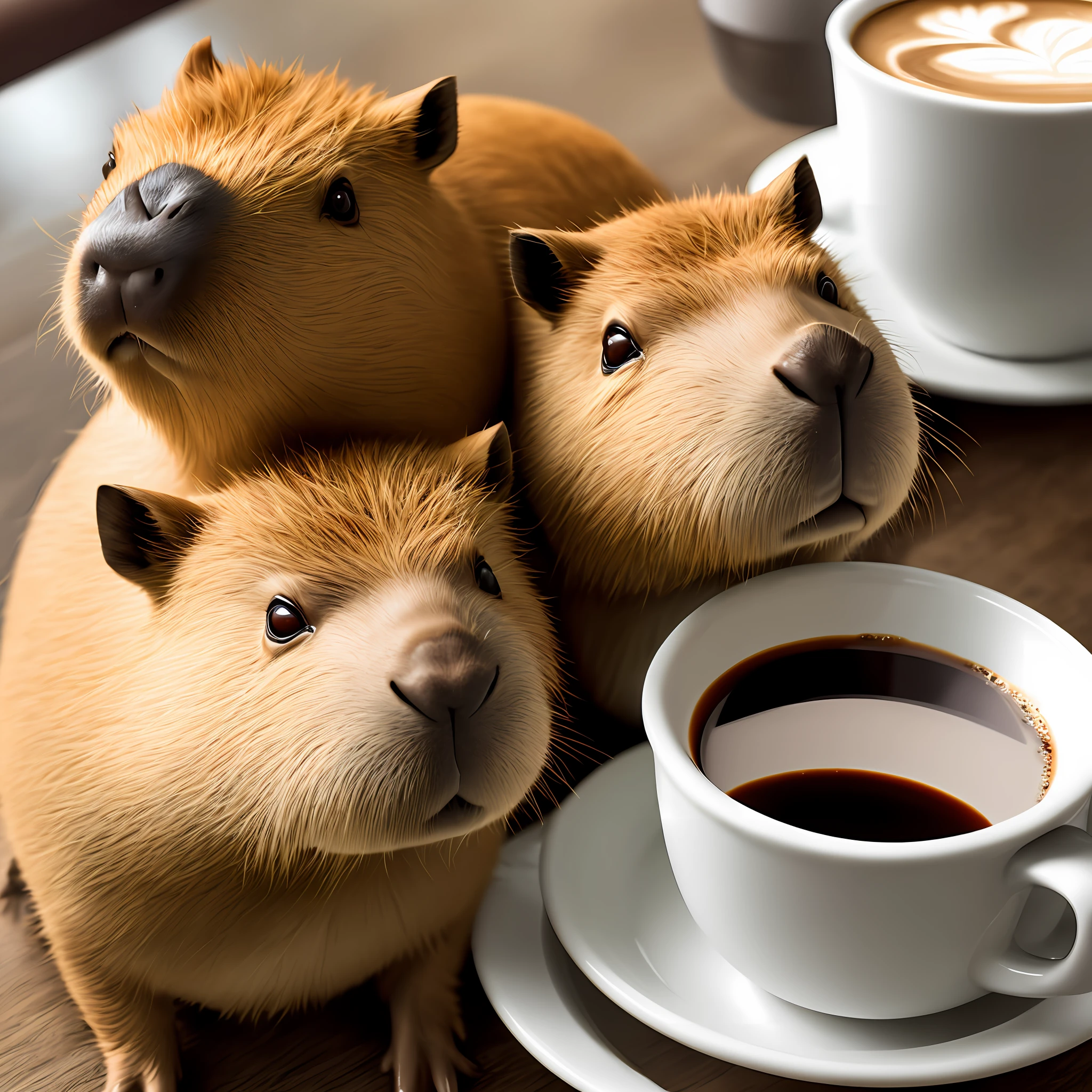 Capybara with 1 cup of coffee