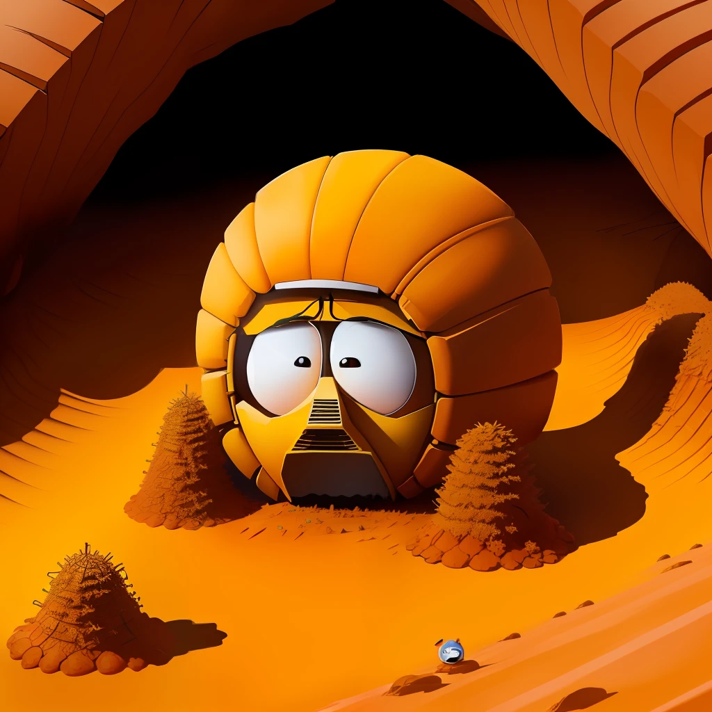 an anthill with Kenny from South Park dying