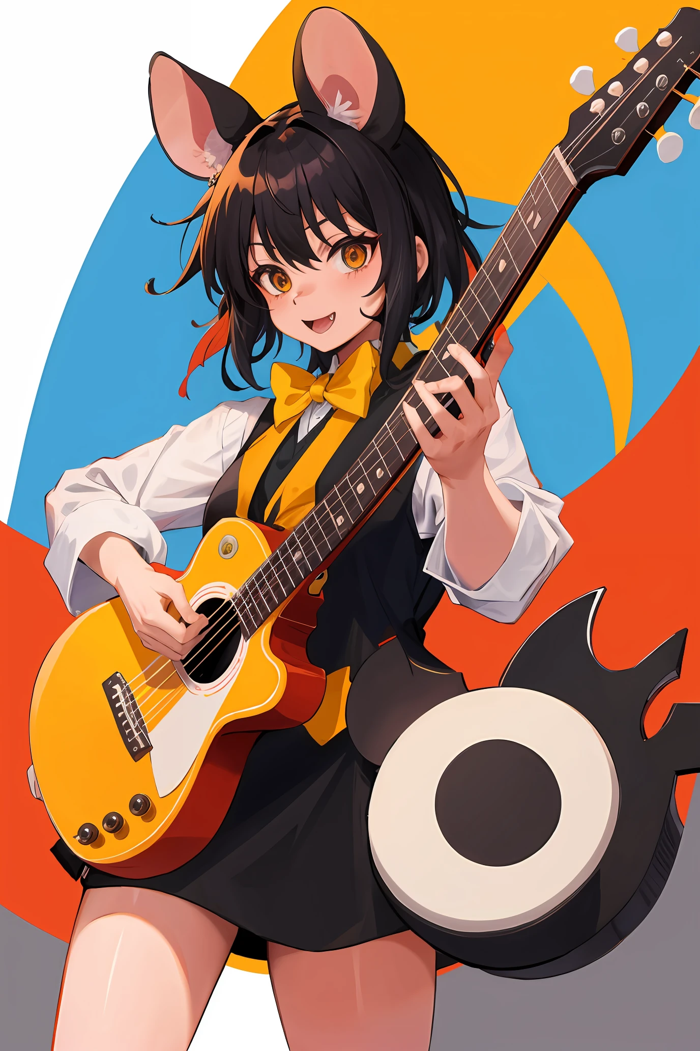 fasa a furry mouse dressed in a vest with a guitar