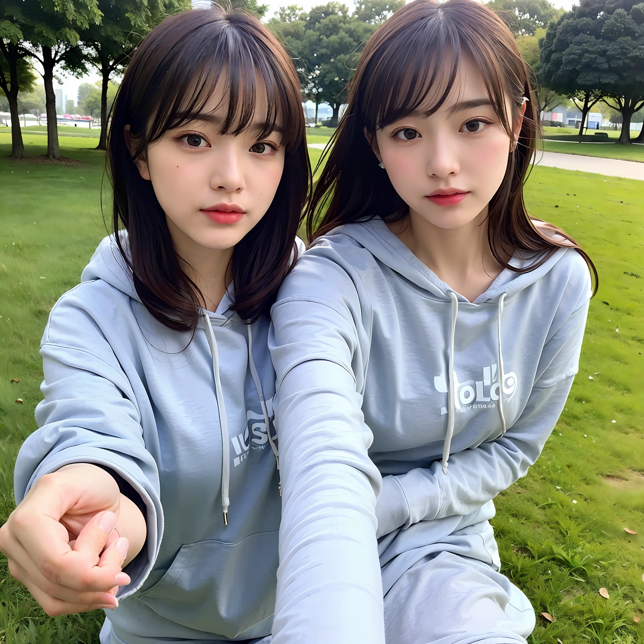 ((Solo:1.3)), 1Girl, Best Quality, Realistic, Photorealistic, Best Quality, Masterpiece, Very Delicate and Beautiful, Very Detailed, (selfie:1.2), Fine Detail, Ultra Detail, High Definition, Very Detailed, Realistic, Ultra High Definition, Best Quality, Ultra High Definition, (Real:1.4), High Quality Texture, hoodie, Mask, In a park , bangs, long hair