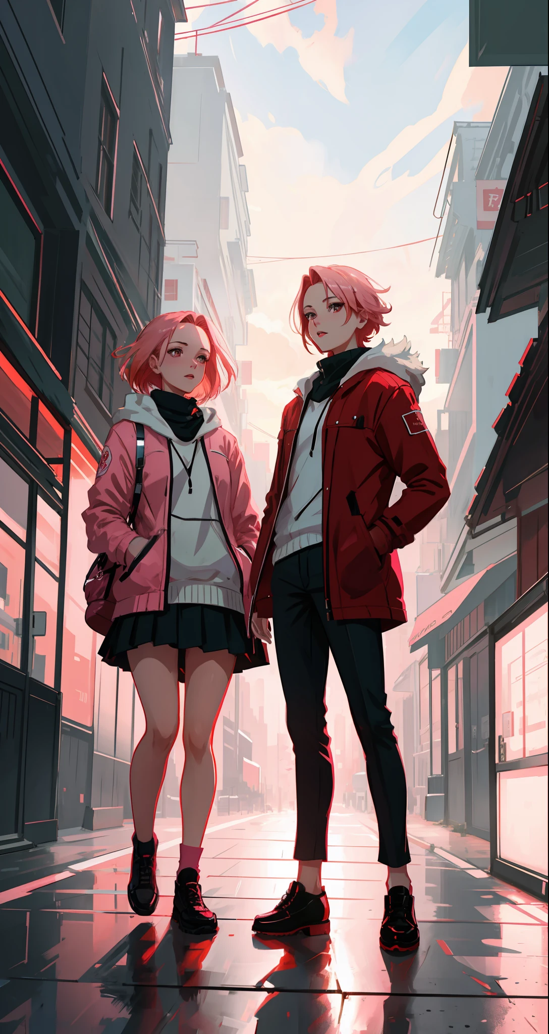 Sakura haruno, seductive, ((forehead to show)), attractive, sexy eyes, red coat, pink hair, delicate, young, short hair, detailed face, high definition, full body, from League of Legends, trend in artstation, by rhads, andreas rocha, rossdraws, makoto shinkai, laurie greasley, lois van baarle, ilya kuvshinov and greg rutkowski