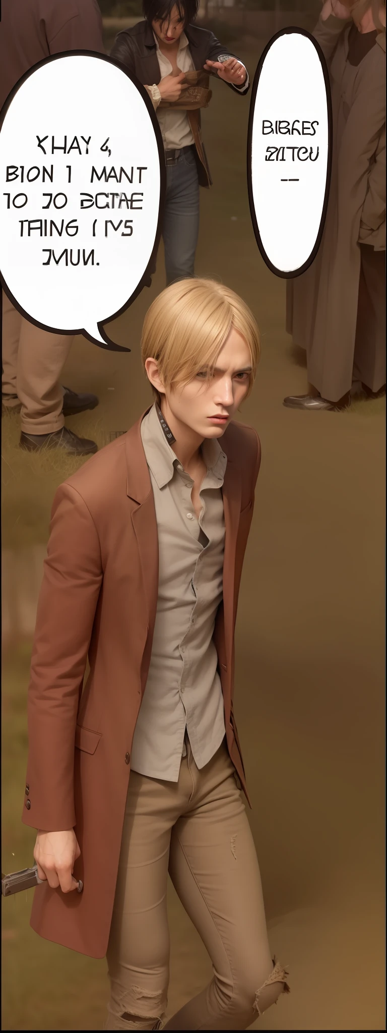 best quality, masterpiece, (realistic: 1.2), 1 man, Eren Jaeger, real life, live action, black jeans, black pants, brown hair, attack on Titan, sunset background, black jacket, slim body, high definition, high quality, dark dressed, standing
