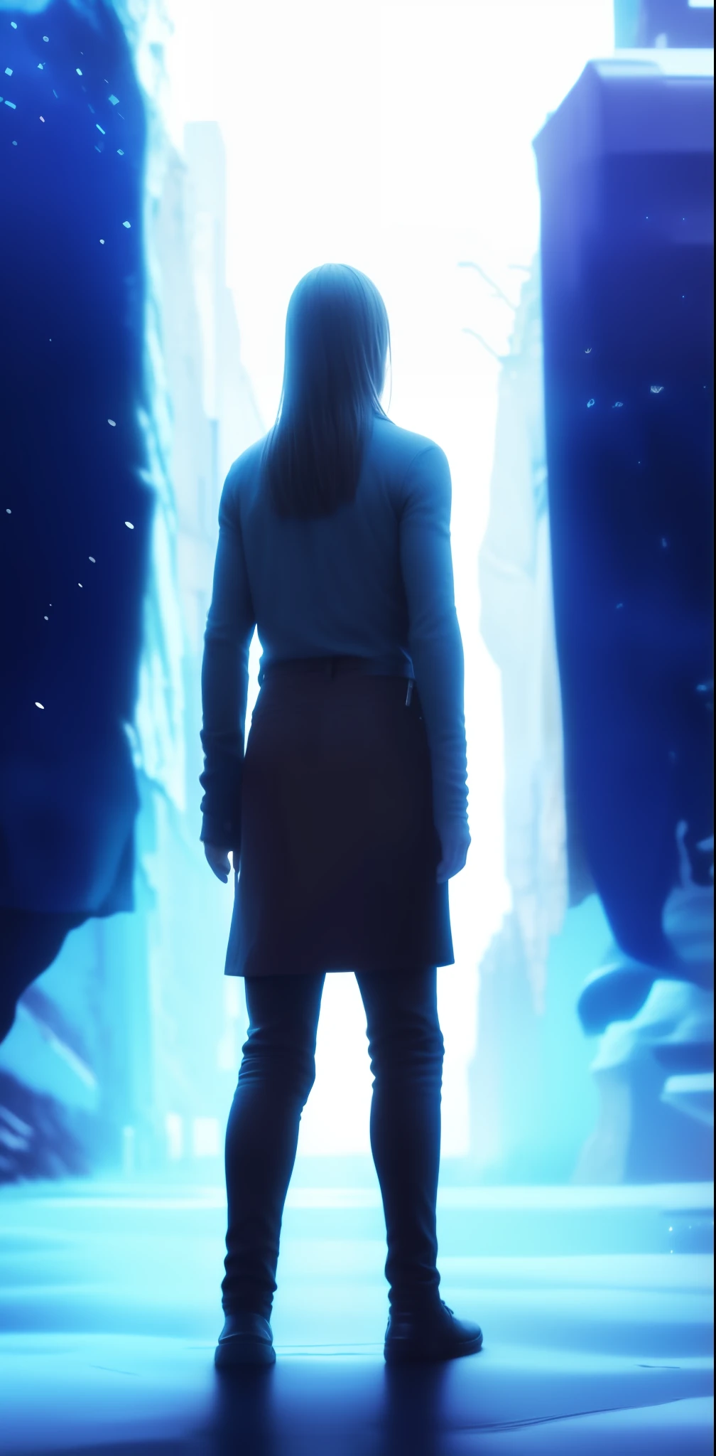 best quality, masterpiece, (realistic: 1.2), 1 man, Eren Jaeger, real life, live action, black jeans, black pants, brown hair, attack on Titan, cold thunder background, cold sand, blue sand, bluish environment, black jacket, slim body, high definition, high quality, looking away from screen, black clothes